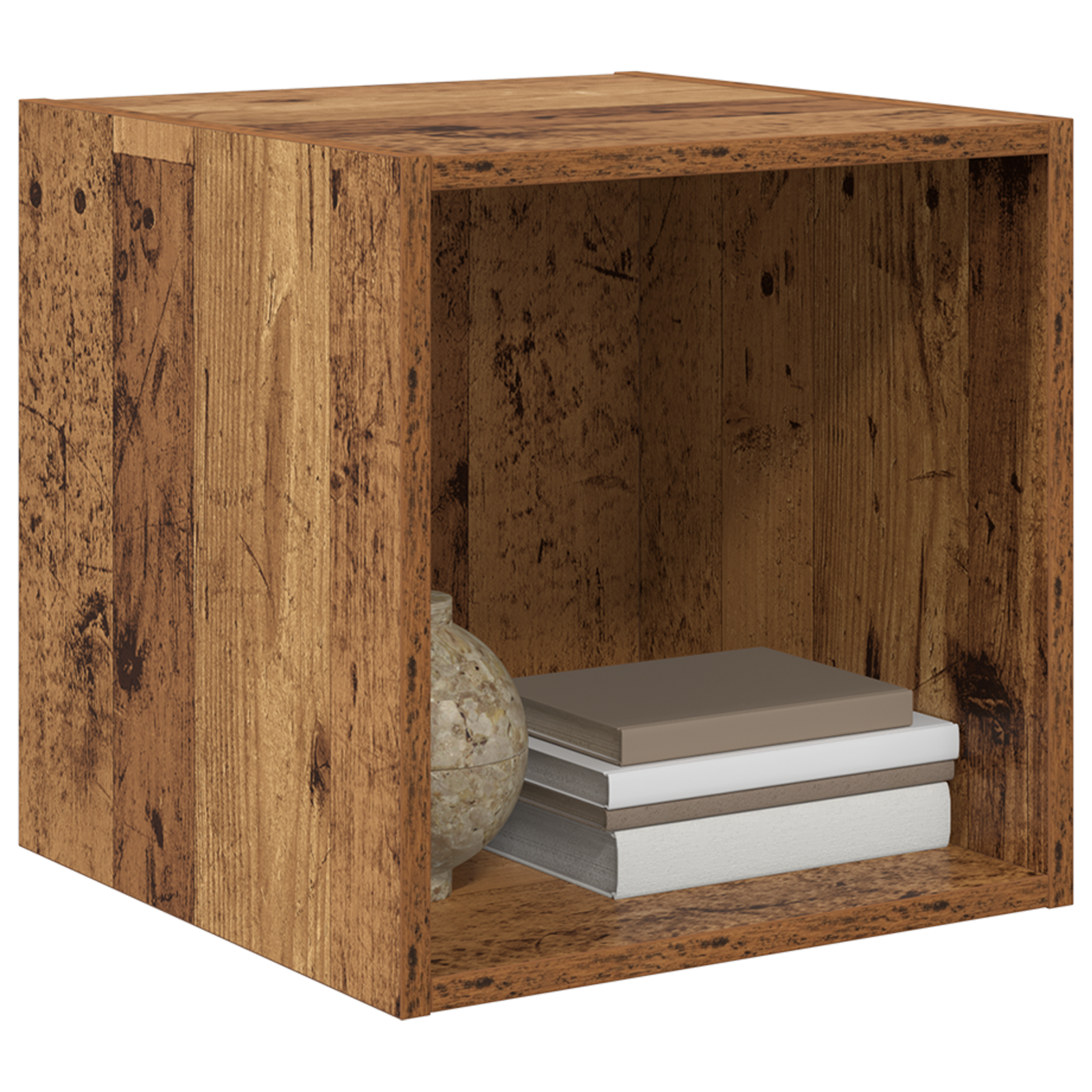 vidaXL Wandkasten 2-Pack - Oud Hout - 37x37x37 cm - Gemaakt van Samengesteld Hout