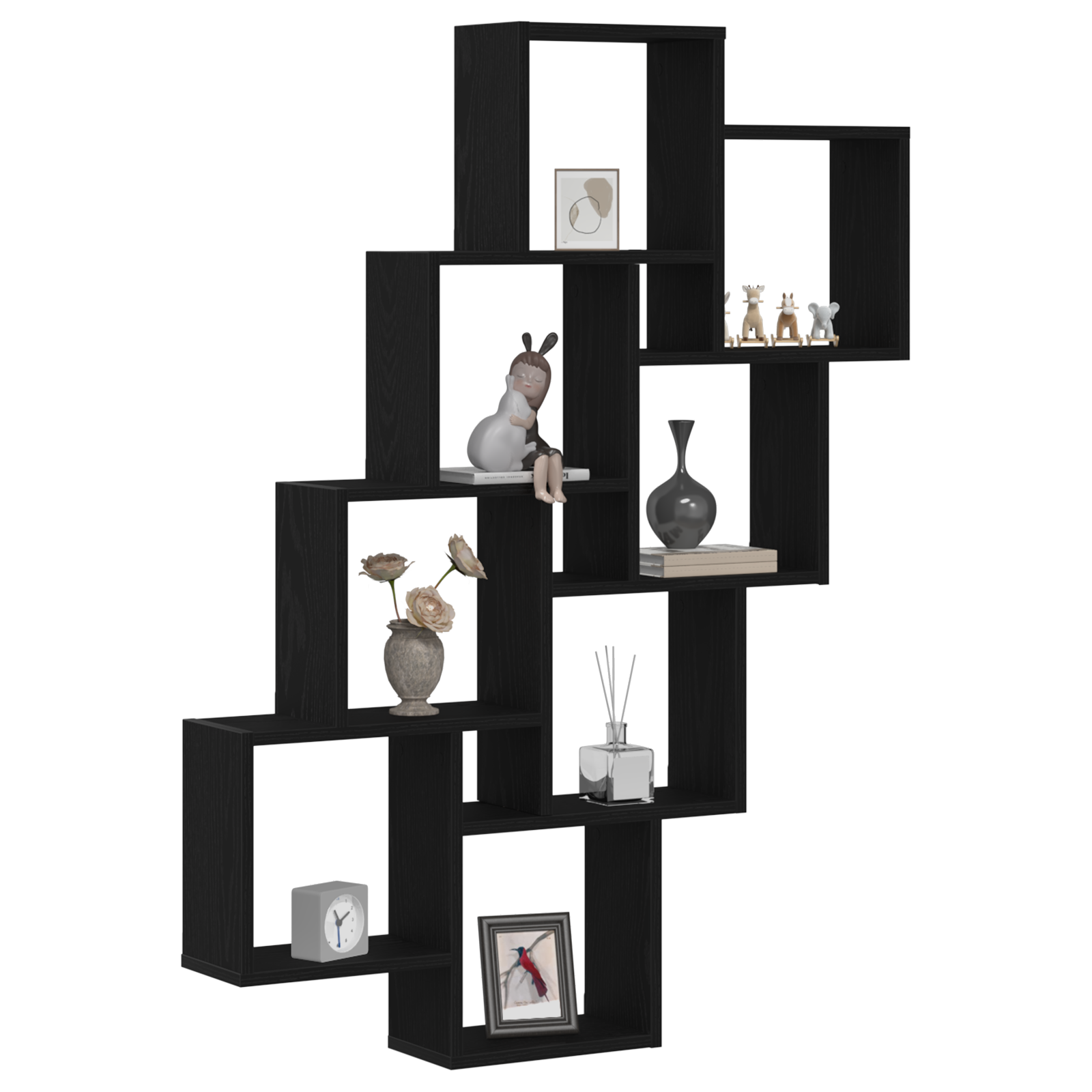 vidaXL Wandkast 90x15x119,5 cm bewerkt hout zwart eikenkleurig
