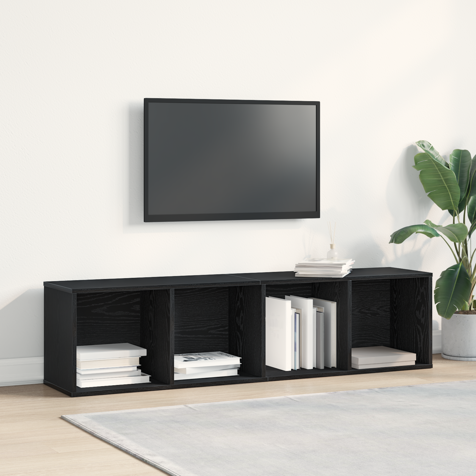 vidaXL Boekenkast/tv-meubel 36x30x143 cm zwart eikenkleurig