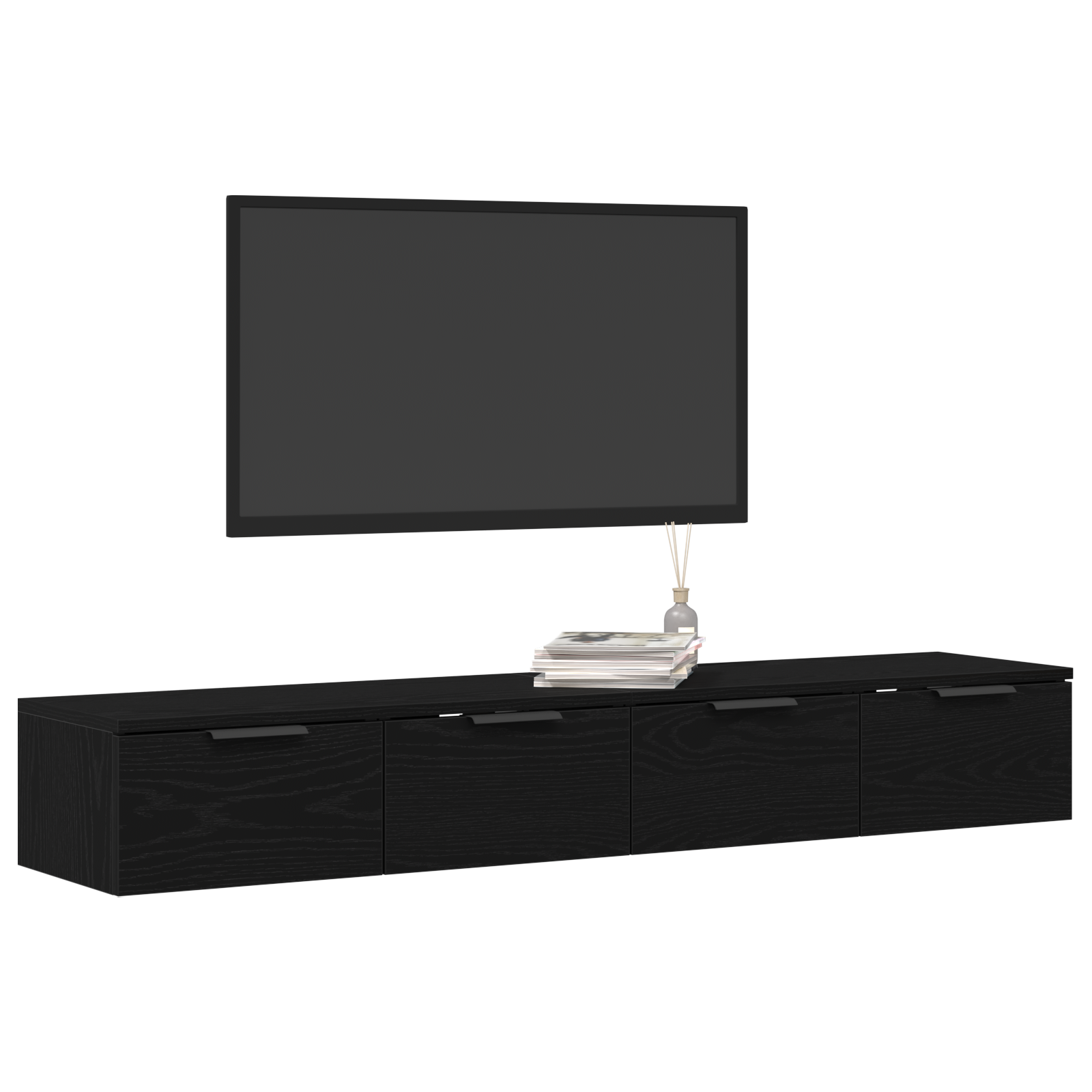 vidaXL Wandkasten 2 stuks Zwart Eiken 68x30x20 cm Bewerkt Hout
