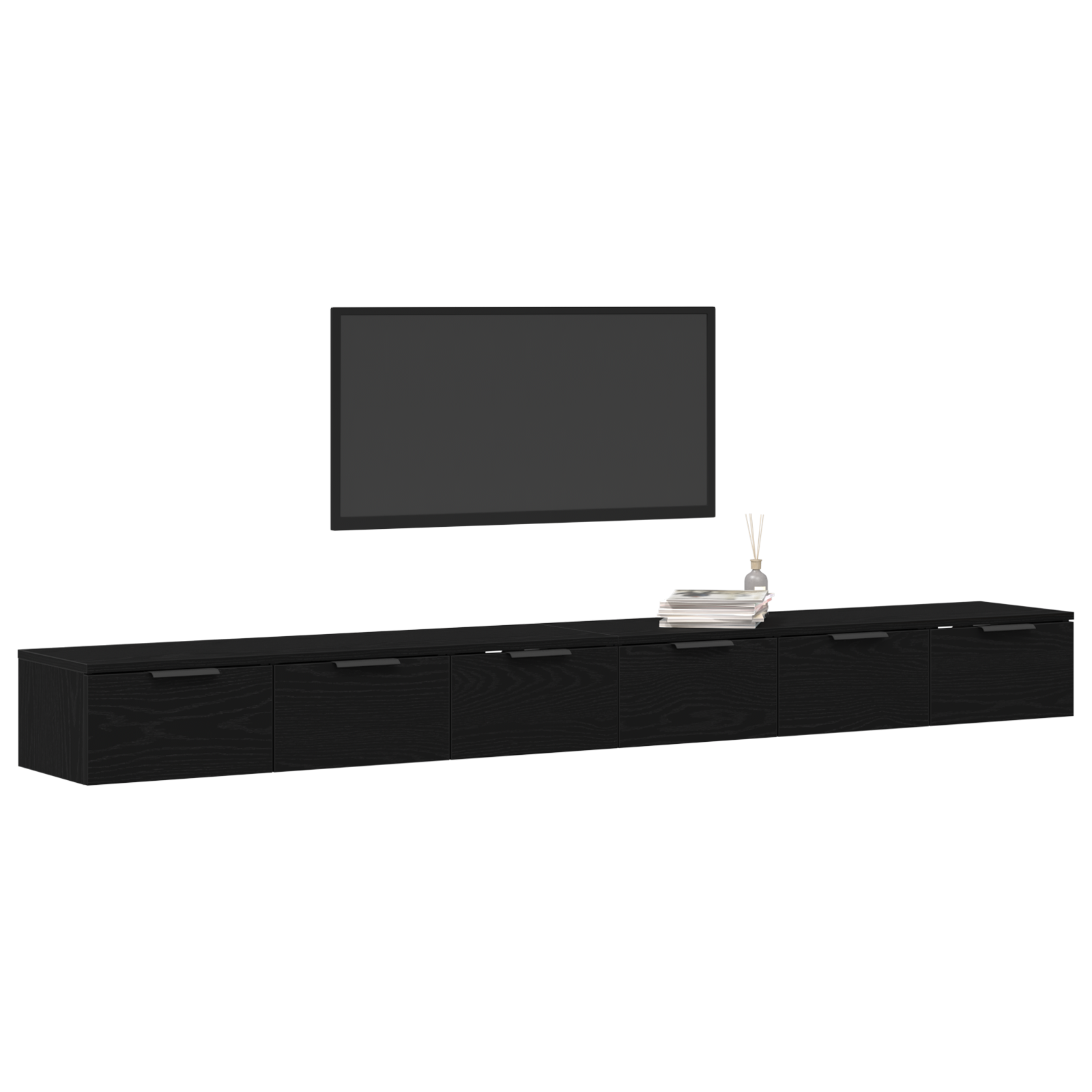 vidaXL Wandkasten 2 Stuks Zwart Eiken 102x30x20 cm Bewerkt Hout