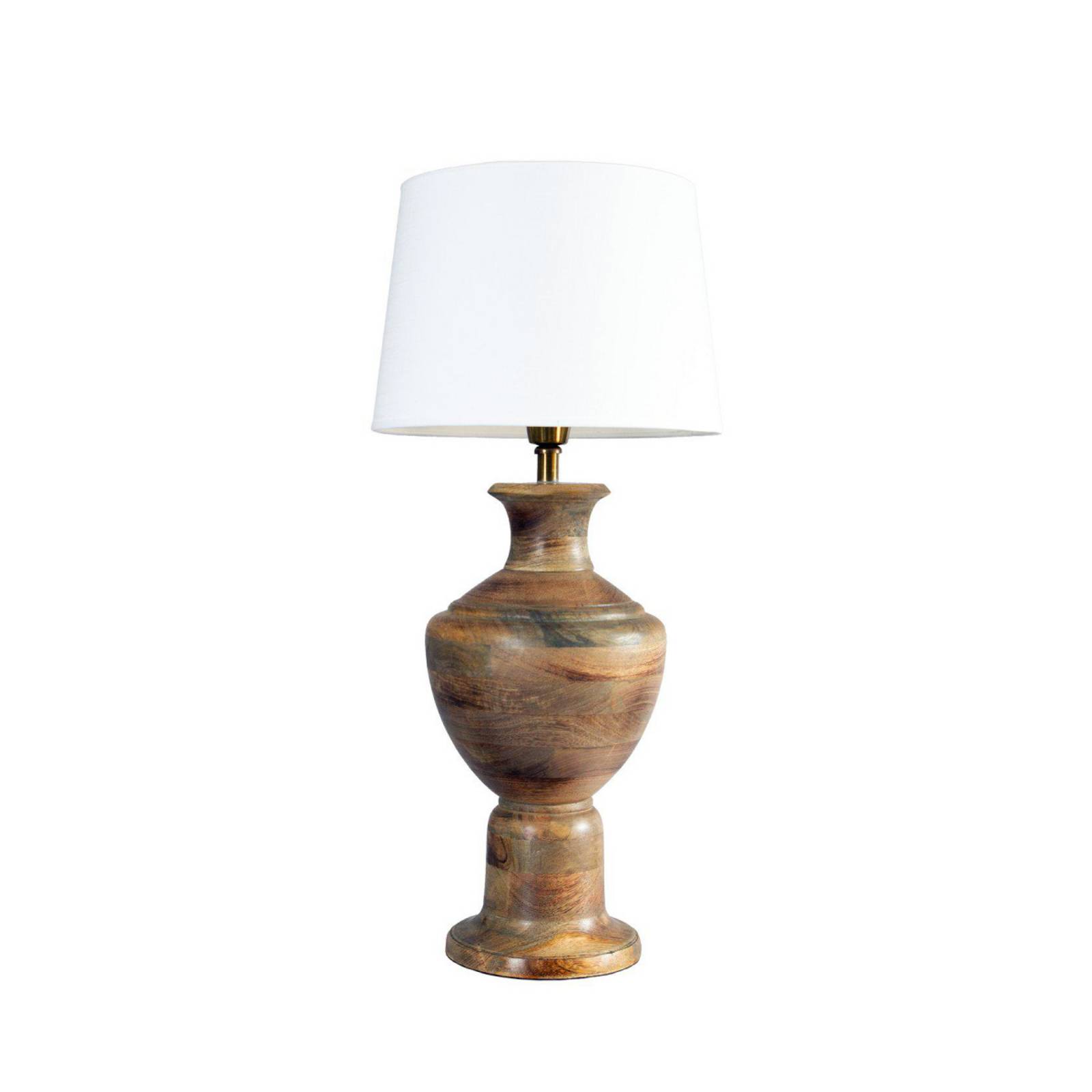 PR Home Tafellamp Alma, wit/bruin, hoogte 69 cm, hout/stof