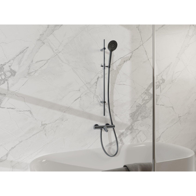 Fortifura Calvi Badkraan - met glijstangset - ronde handdouche gladde doucheslang - geborsteld gunmetal PVD SW767491/SW799451/SW721165/SW720225