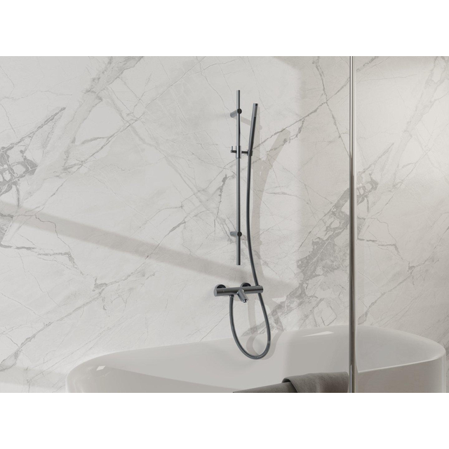Fortifura Calvi Badkraan - met glijstangset - staafhanddouche - metalen doucheslang - geborsteld gunmetal PVD SW767491/SW766537/SW706207/SW720225