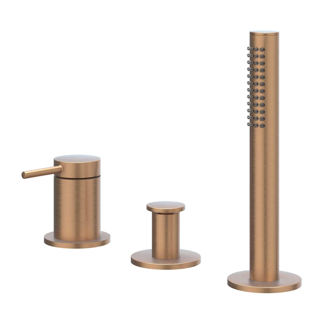 Ivy Bond Badrandcombinatie - 3-weg - mengkraan - uittrekbare handdouche - zonder uitloop - Geborsteld mat koper PVD 6301135