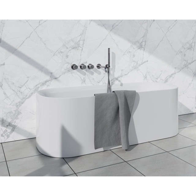 Fortifura Nebbio Badcombinatie-set - thermostaatkraan - inbouwdeel - 2x uitbreiding inbouwdeel - wandaansluitbocht - gladde doucheslang - staaf handdouche - uitloop - chroom SW1183064 2x SW1183076 2x 