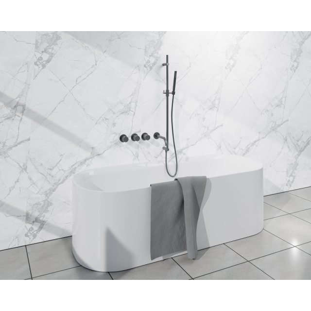 Fortifura Nebbio Badcombinatie-set - thermostaatkraan - inbouwdeel - glijstang - gladde doucheslang - staaf handdouche - uitbreiding inbouwdeel - uitloop - gunmetal SW1183068 SW1111532 SW721165 SW7665