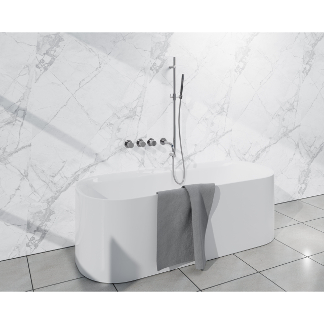 Fortifura Nebbio Badcombinatie-set - thermostaatkraan - inbouwdeel - glijstang - gladde doucheslang - staaf handdouche - uitbreiding inbouwdeel - uitloop - chroom SW1183064 SW1111526 SW706209 SW496810