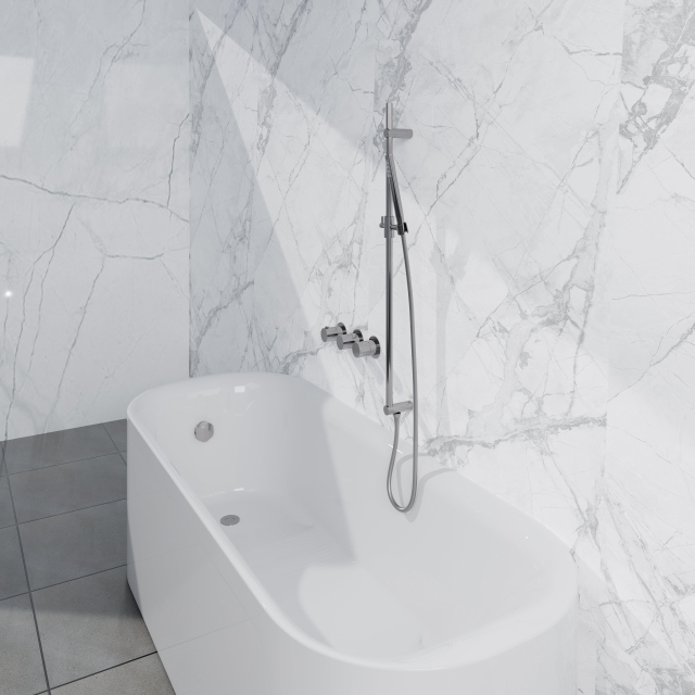 Fortifura Nebbio Badcombinatie-set - thermostaatkraan - inbouwdeel - glijstang - metalen doucheslang - staaf handdouche - badafvoer opbouw - chroom SW1183064 SW1111526 SW767373 SW496810 SW1108811 SW