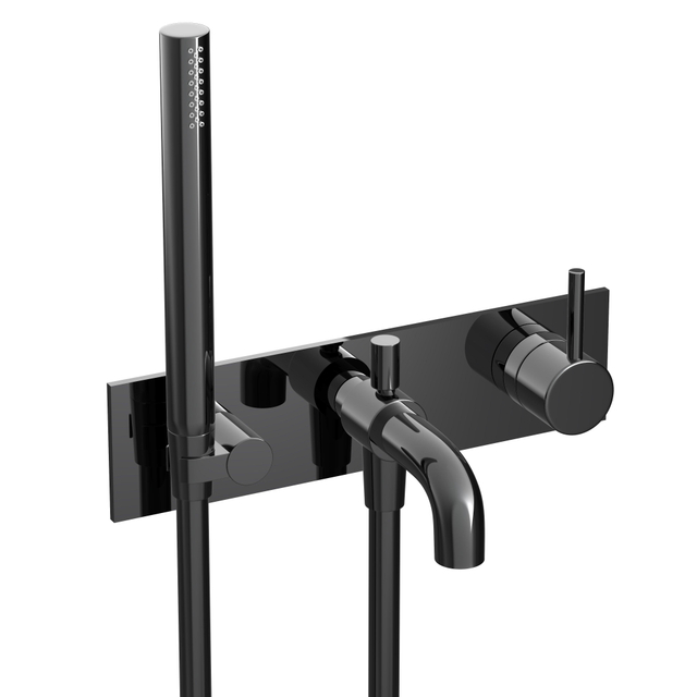 Hotbath COBBER Afbouwdeel - Inbouw douche/badmengkraan. Gepolijst zwart PVD CB126EXTPBP