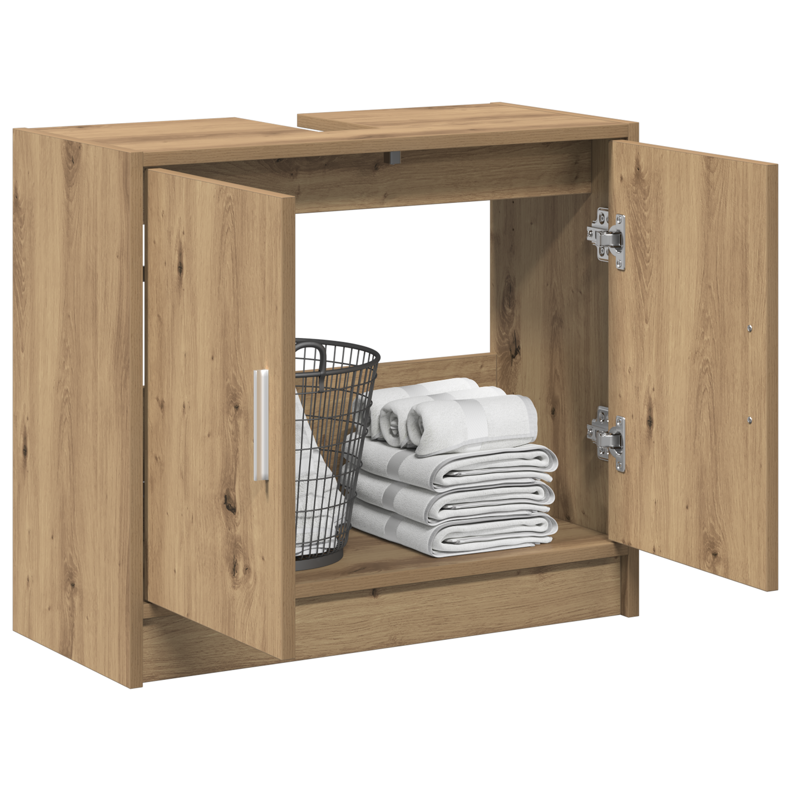 vidaXL Spoelcabinet Massief Eiken 63x29x55 cm Bewerkt Hout