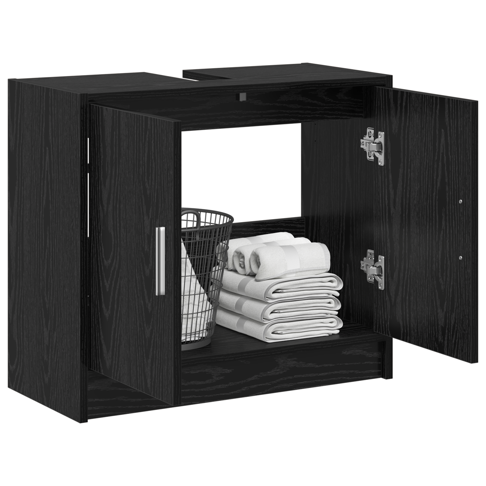 vidaXL Spoelcabinet Zwart Eiken 63x29x55 cm Bewerkt Hout