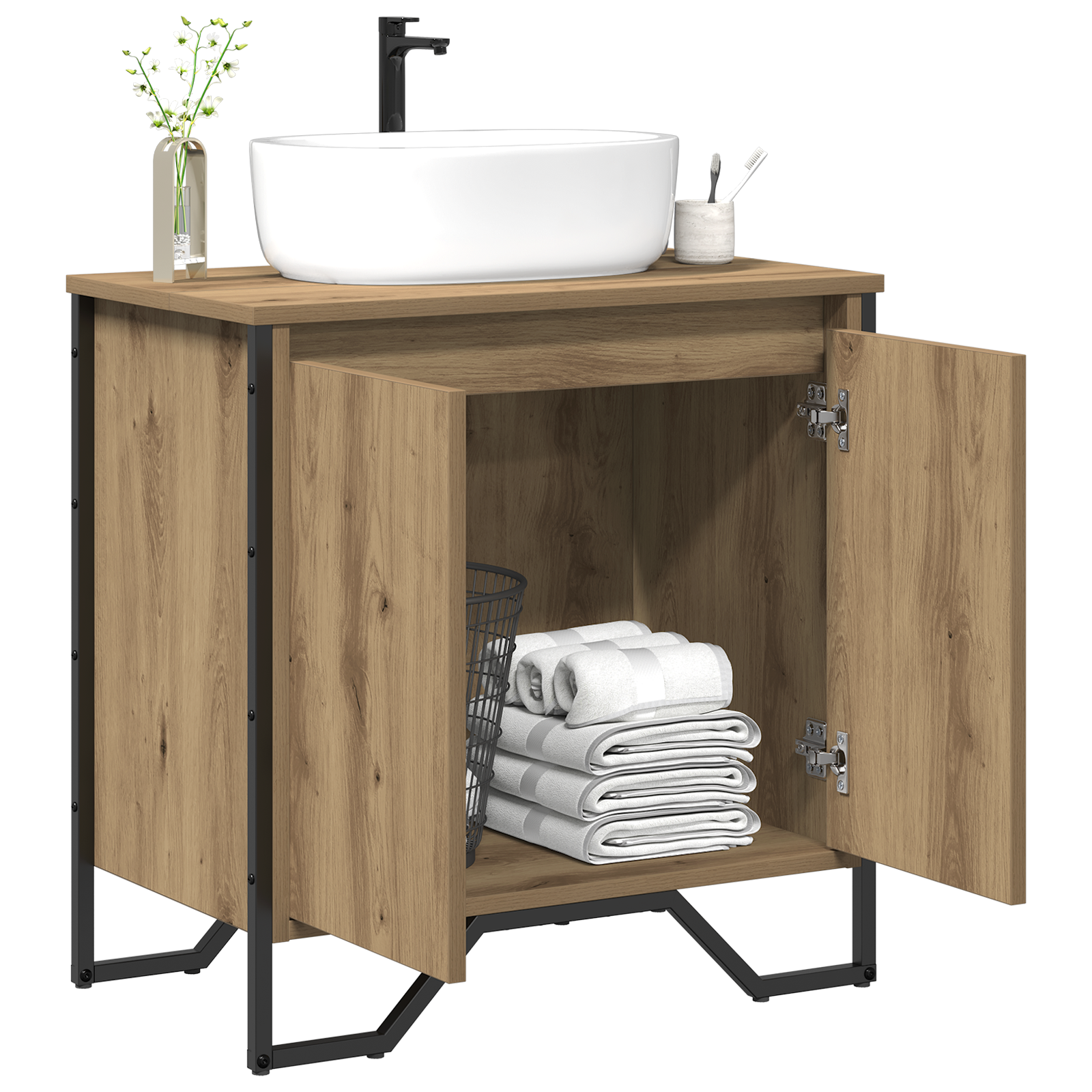 vidaXL Badkamer Waskast Artisan Eiken 60x35x50 cm Bewerkt Hout