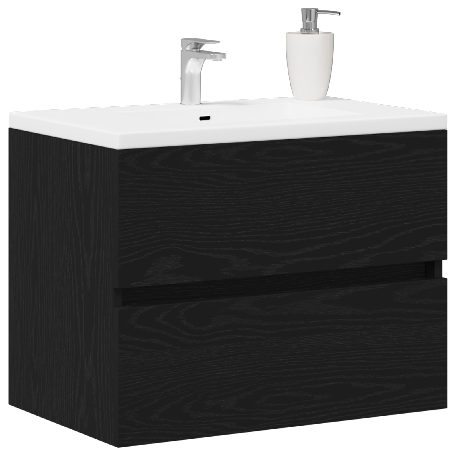 vidaXL Wastafelmeubel Zwart Eiken 60x38,5x45 cm Bewerkt Hout