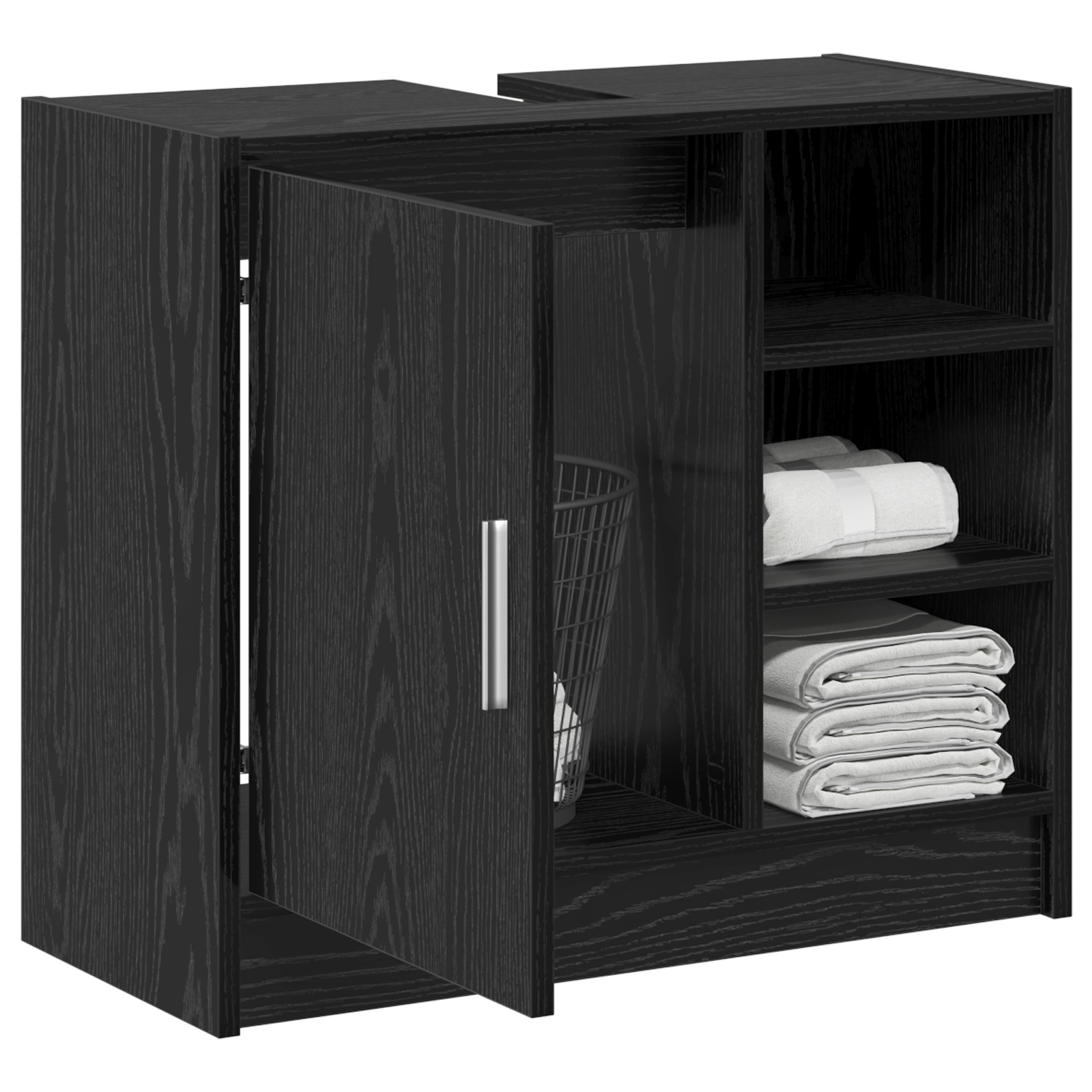 vidaXL Waskast Zwart Eiken 63x29x55 cm Bewerkt Hout