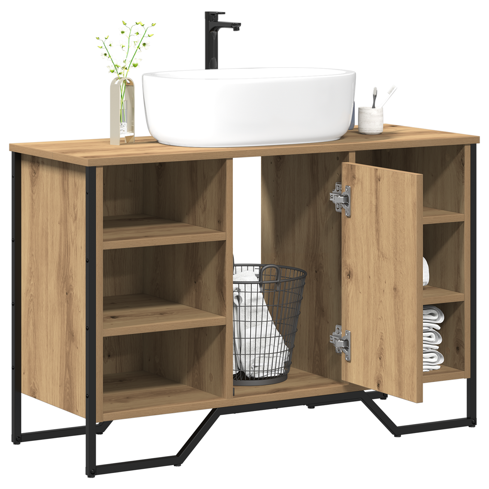 vidaXL Badkamer Gootsteenkast Artisan Eiken 91x35x60 cm Gefabriceerd Hout