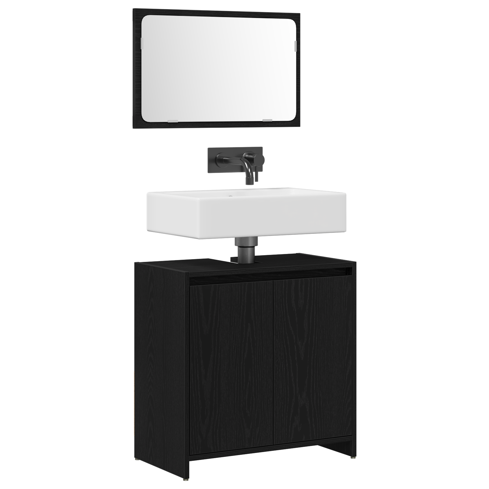 vidaXL Badmeubel met Spiegel Zwart Eiken 60x33x61cm Gefabriceerd Hout