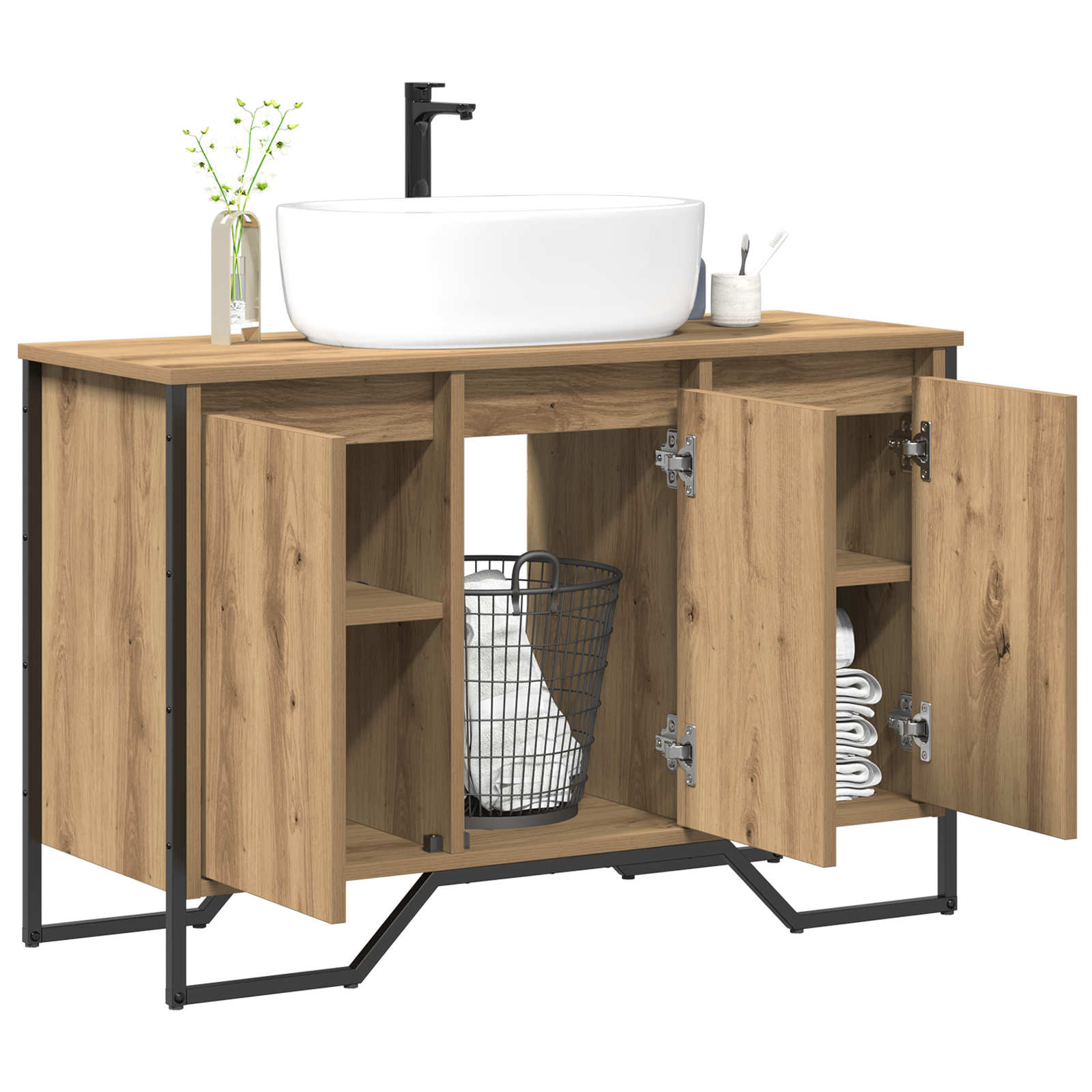 vidaXL Badkamer Wasbak Kast Ambachtelijk Eiken 91x35x60 cm Gefabriceerd Hout