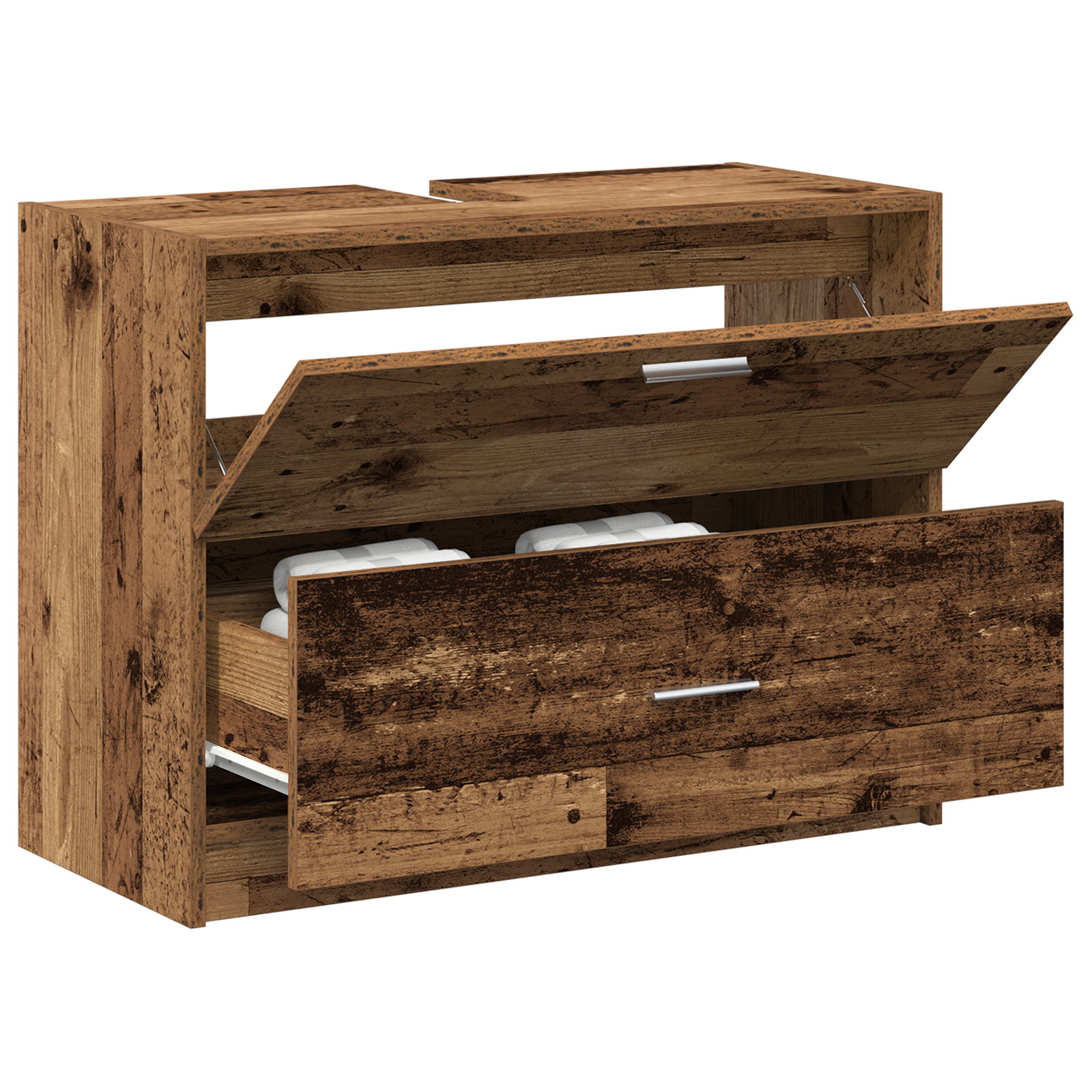 vidaXL Wastafelkast 78x37x59 cm bewerkt hout oud houtkleurig