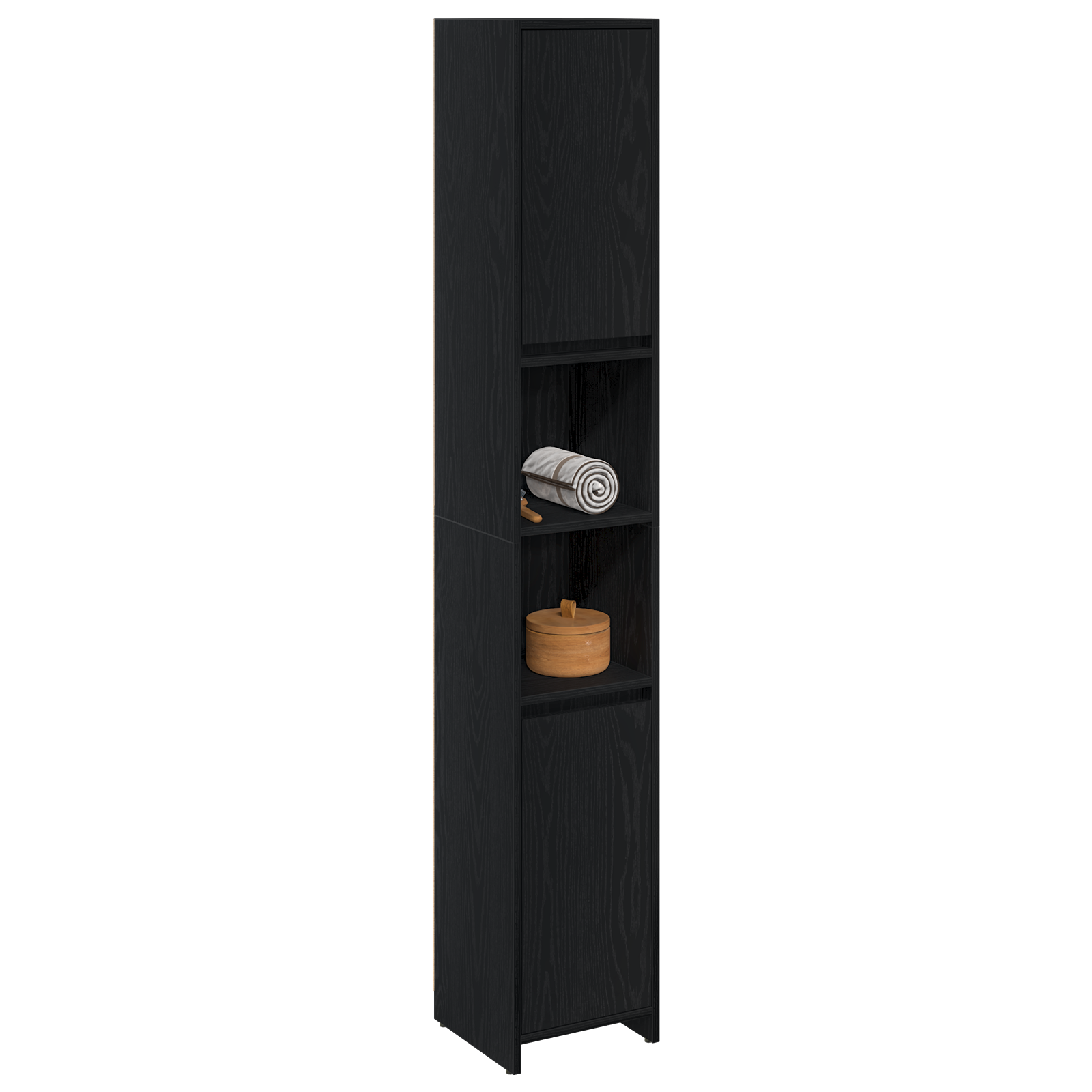 vidaXL Badkamerkast 30x30x183,5 cm bewerkt hout zwart eikenkleurig
