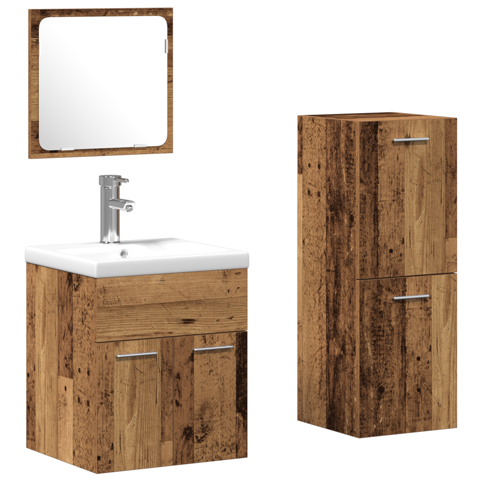 vidaXL 3-delig Badkamer Meubelset Oud Hout Engineered Wood