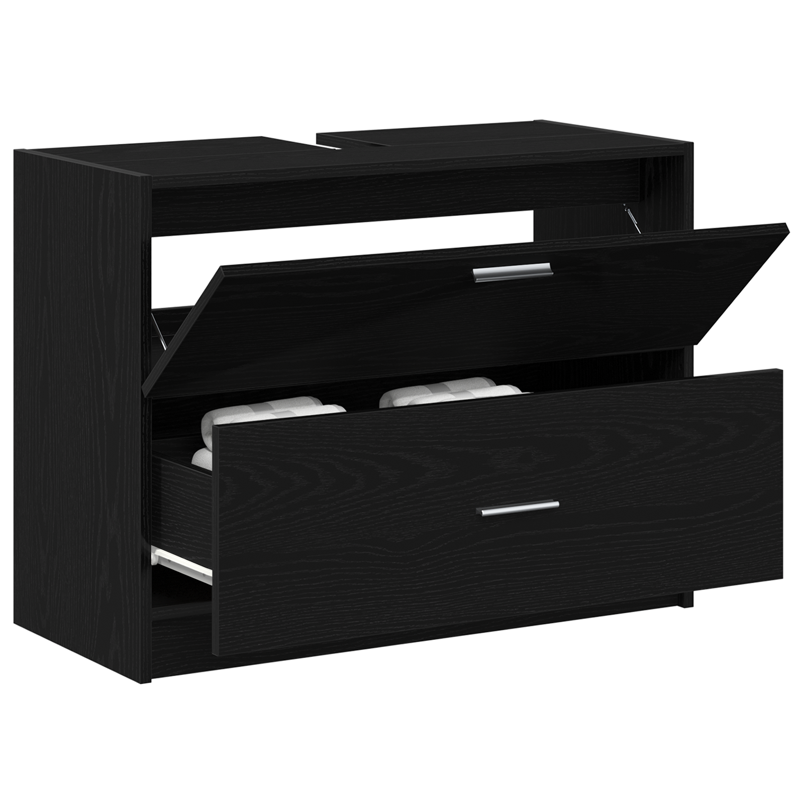 vidaXL Wastafelkast 78x37x59 cm bewerkt hout zwart eikenkleurig