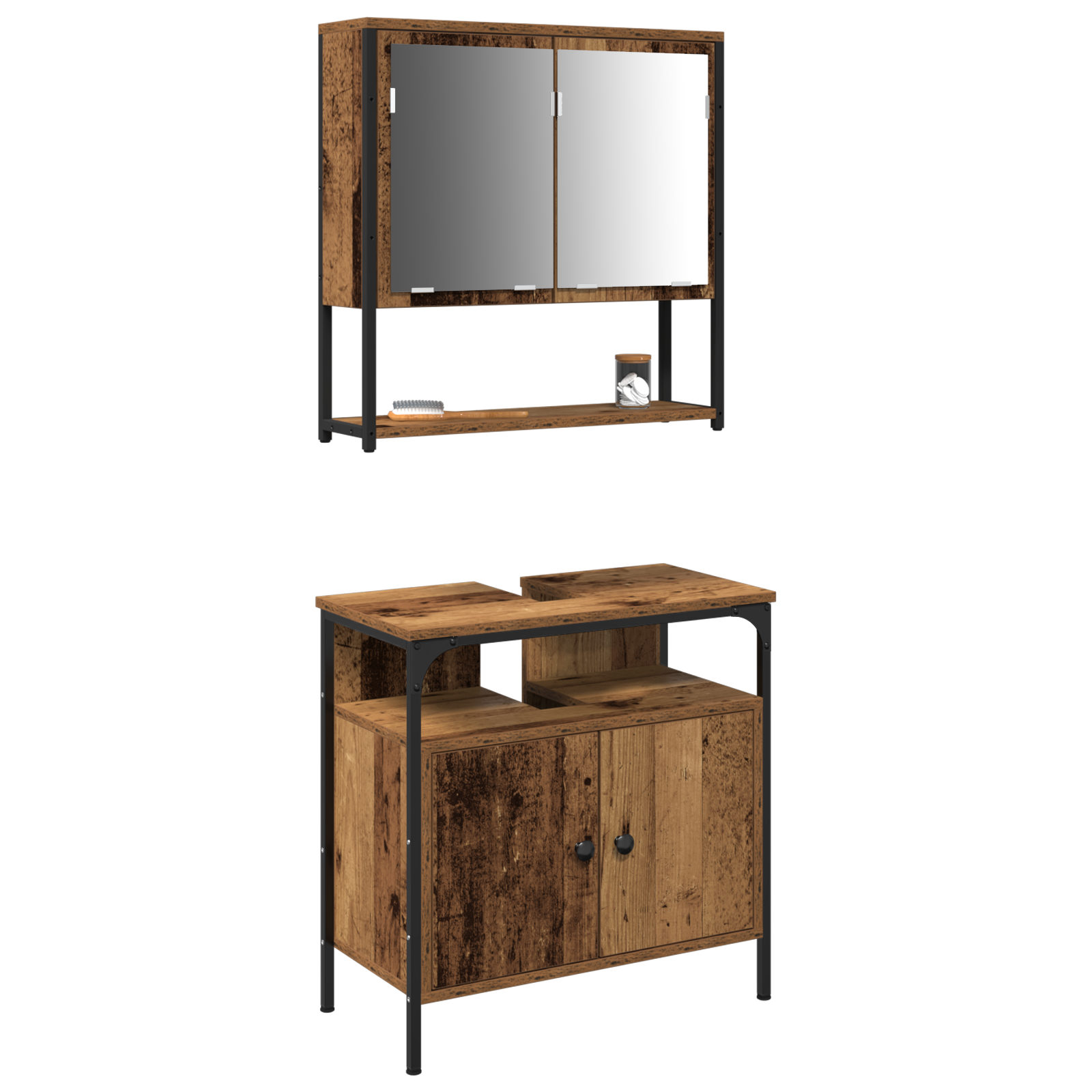 vidaXL Badkamersenkast met inbouwnat bassin Oud Hout Geengineerd Hout
