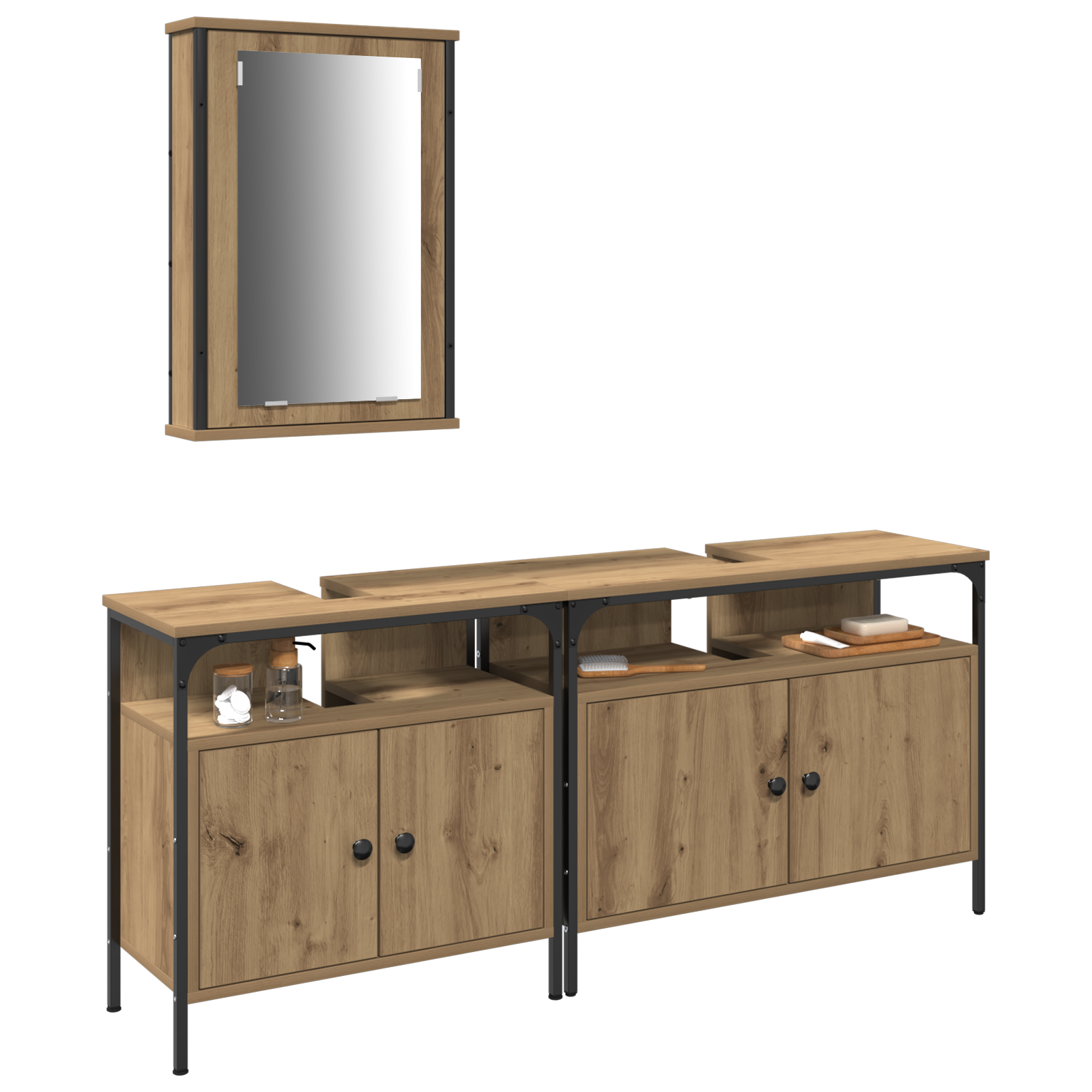 vidaXL 3-delige Badkamermeubel Set Artisan Eiken Engineered Wood