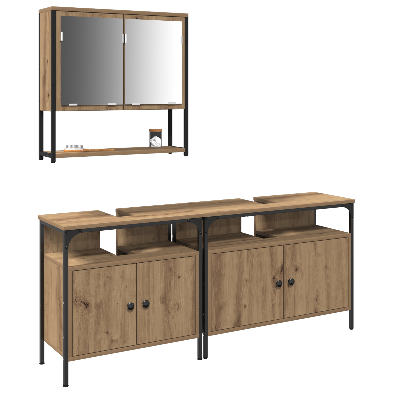 vidaXL 3-delige Badkamermeubelset bewerkt hout artisanaal eiken