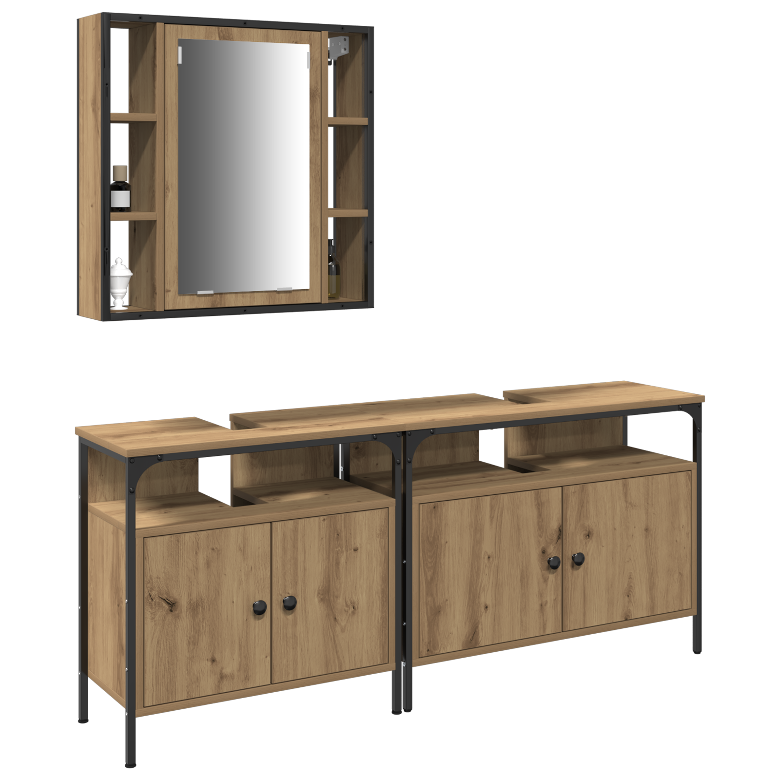 vidaXL 3-delige Kaptafel Set Artisan Eiken Hout