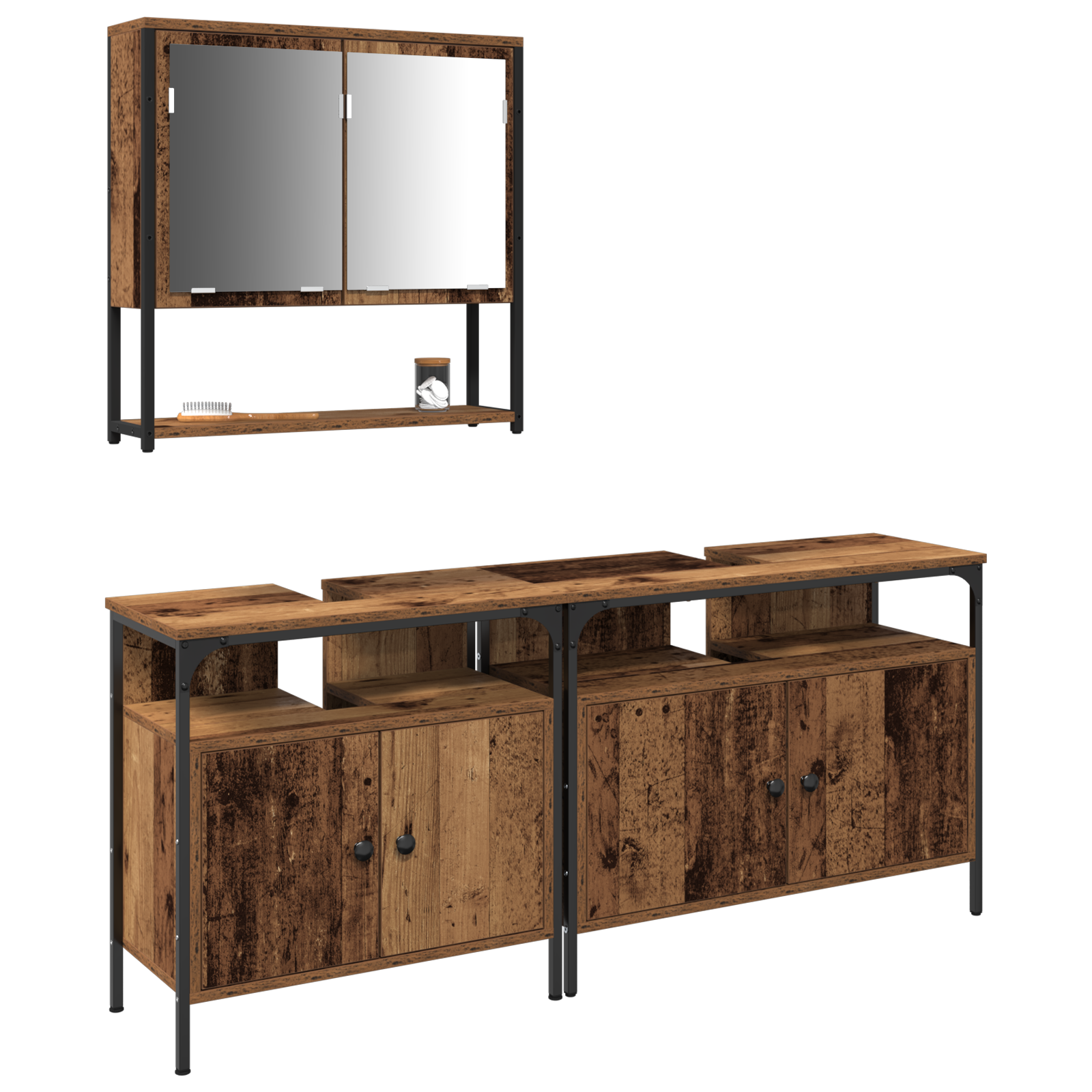 vidaXL Wastaflekast met ingebouwde wasbak bewerkt hout oud houtkleurig