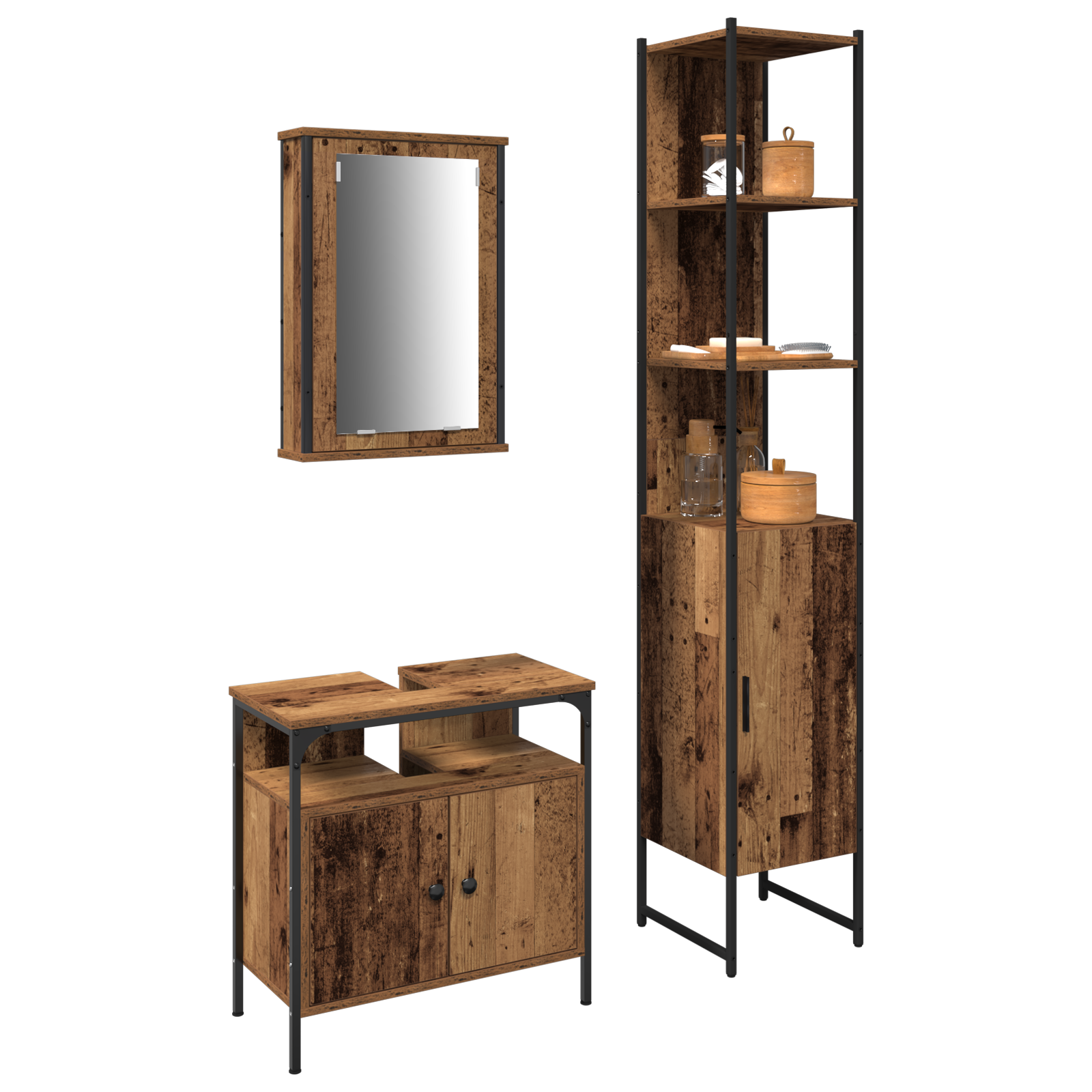 vidaXL Badkamerkast met Ingebouwde Wastafel in Oud Hout