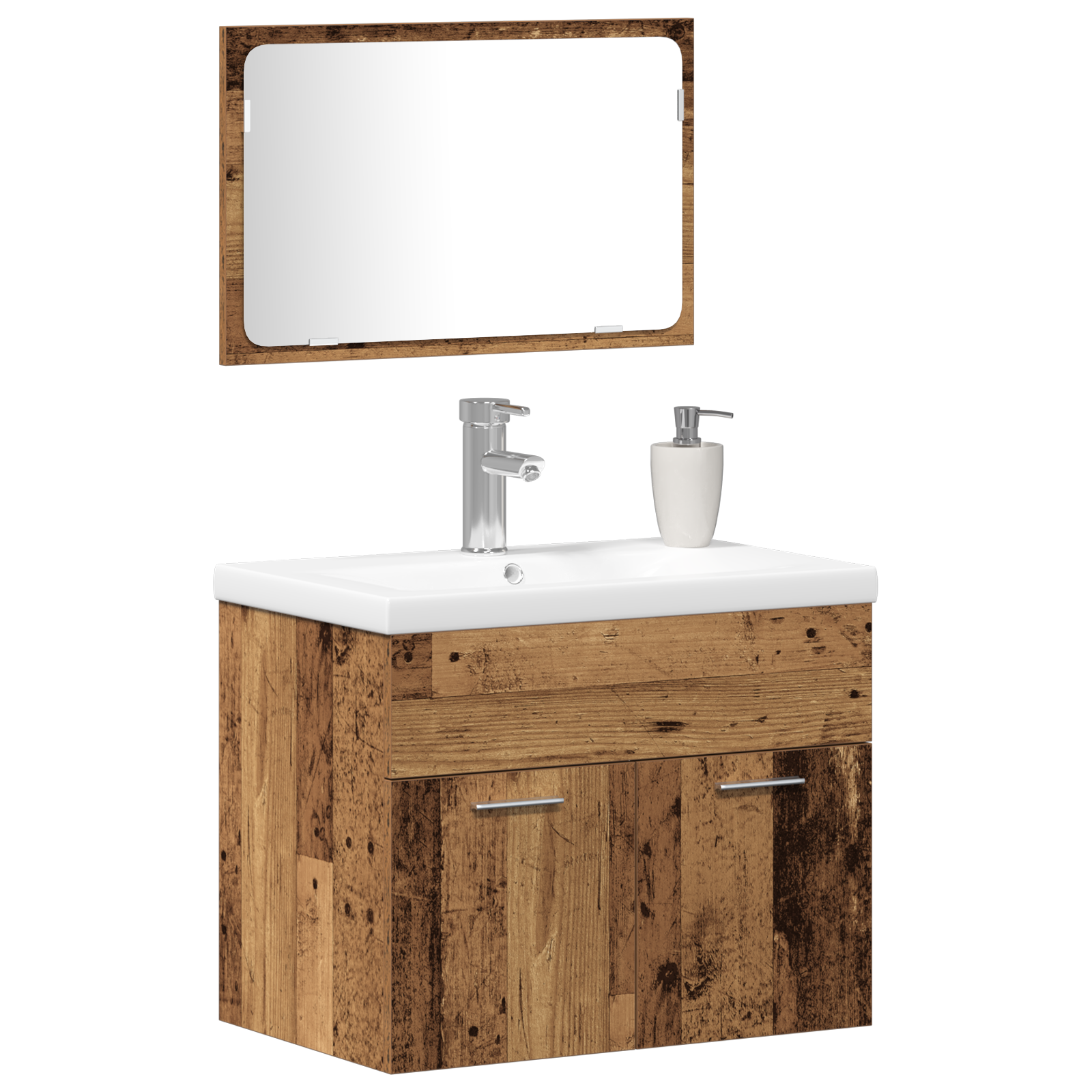 vidaXL 3-delige badmeubelset oud hout gefabriceerd hout