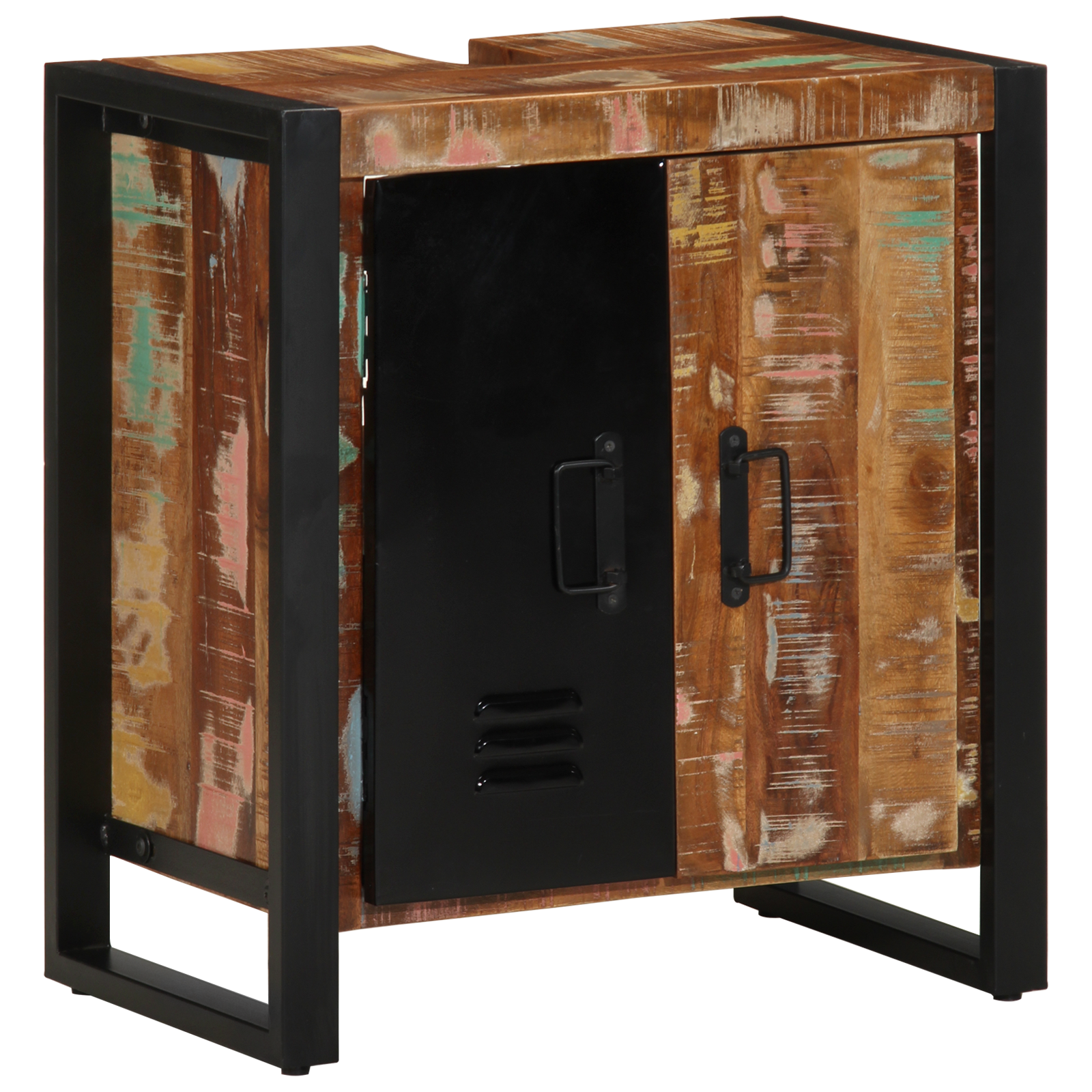 vidaXL Badkast Meerkleurig 55x35x60 cm Massief Hergebruikt Hout