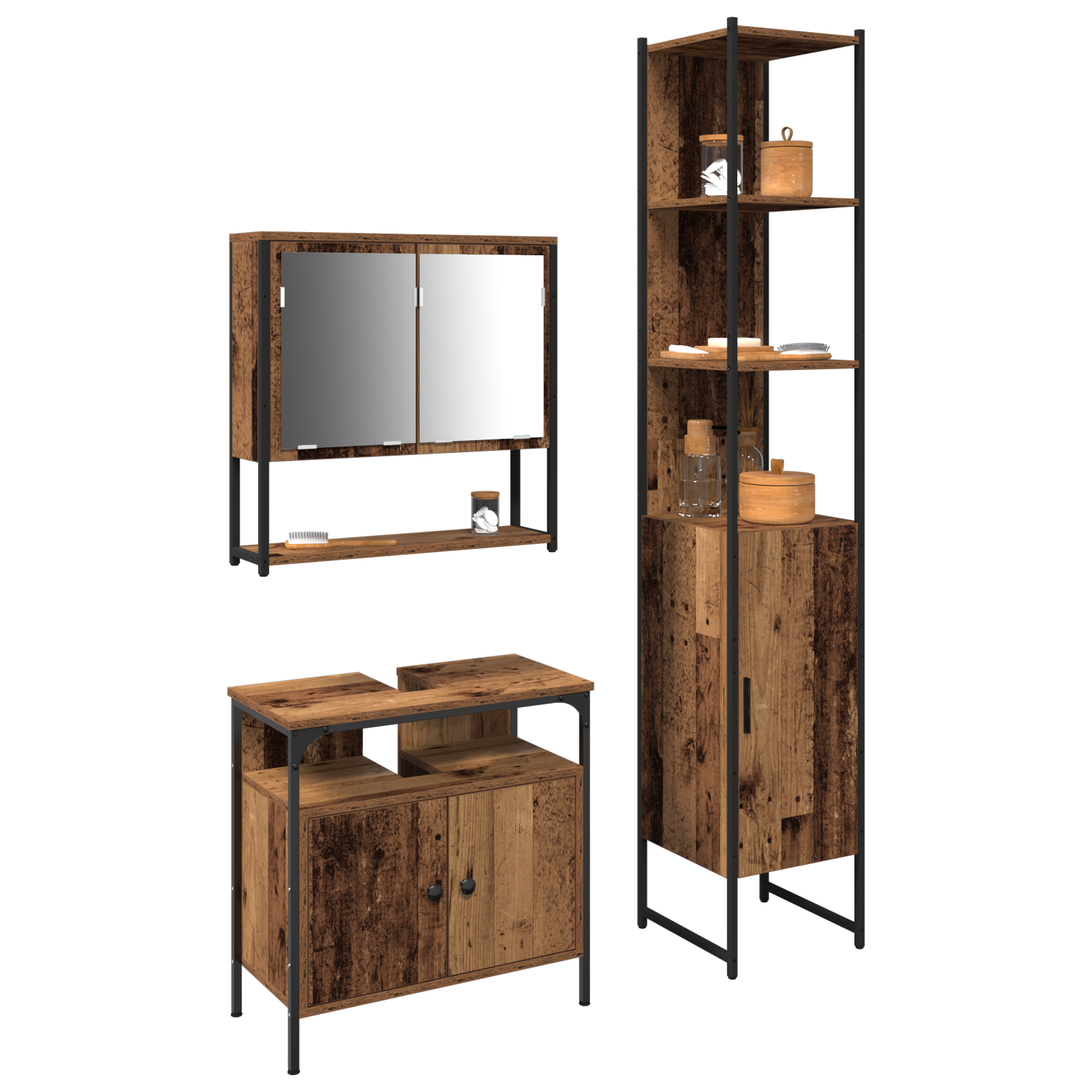 vidaXL Wastkast met Ingebouwde Gootsteen - Oud Hout