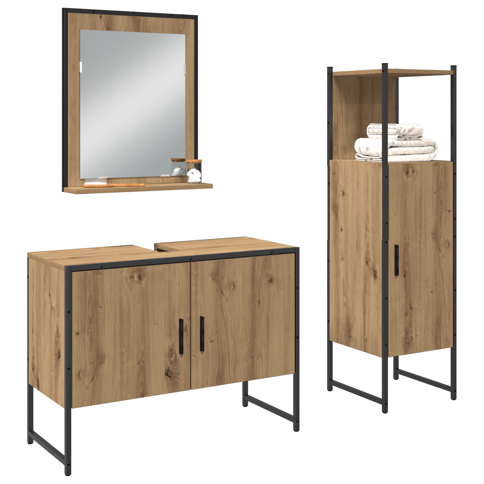 vidaXL 3-delige badkamermeubelset Artisan Eiken Engineered Hout