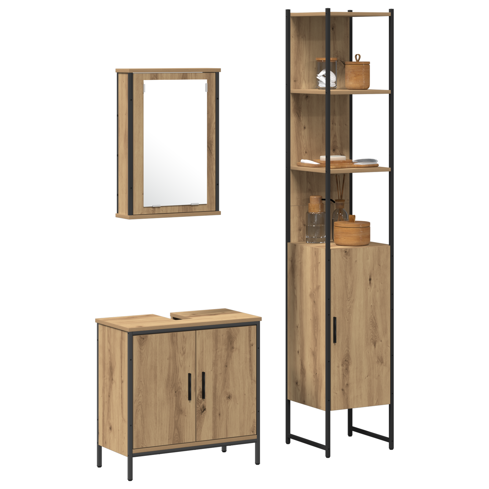 vidaXL 3-delige badkamermeubelset Artisan Eiken Engineered Wood