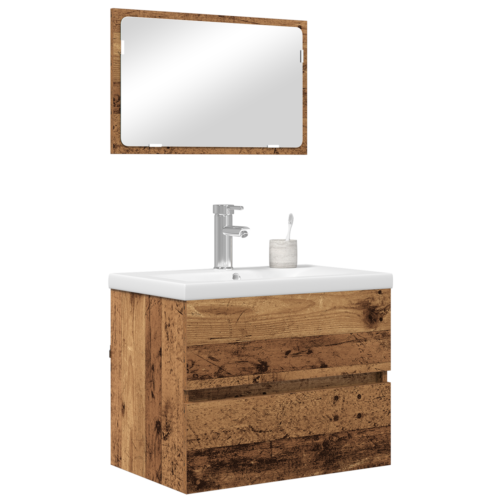 vidaXL Badkamermeubelset 3 pcs Oud hout 60 x 38.5 x 45 cm Bewerkt hout