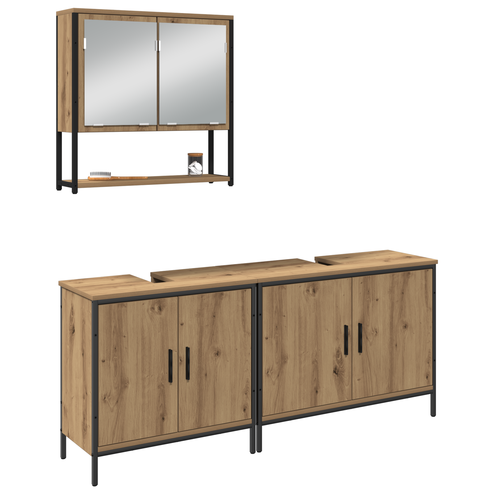 vidaXL 3-delig Badmeubel Set Artisan Eiken Geengineerd Hout