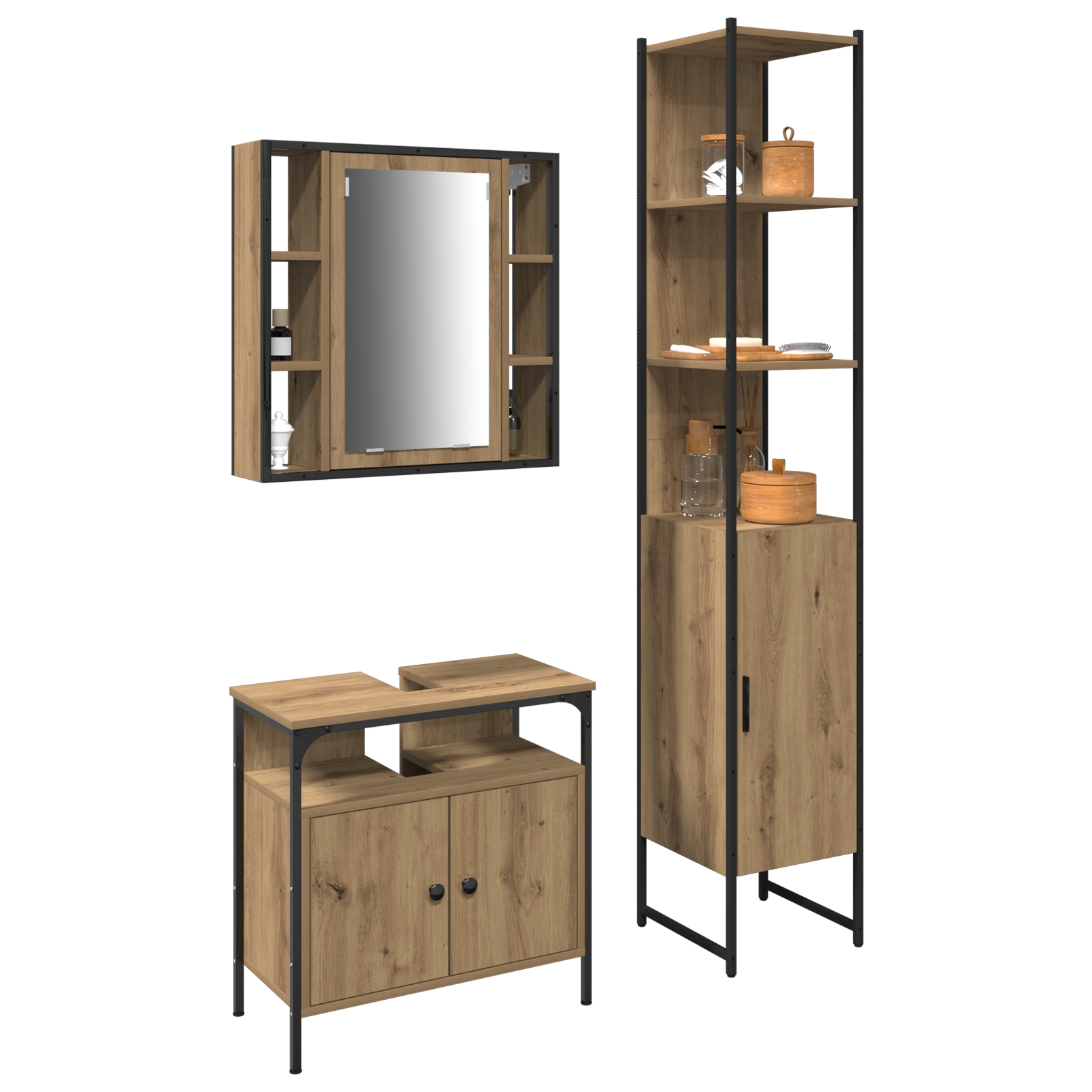 vidaXL 3-delige Badmeubel Set - Artisan Eiken Gelaagd Hout
