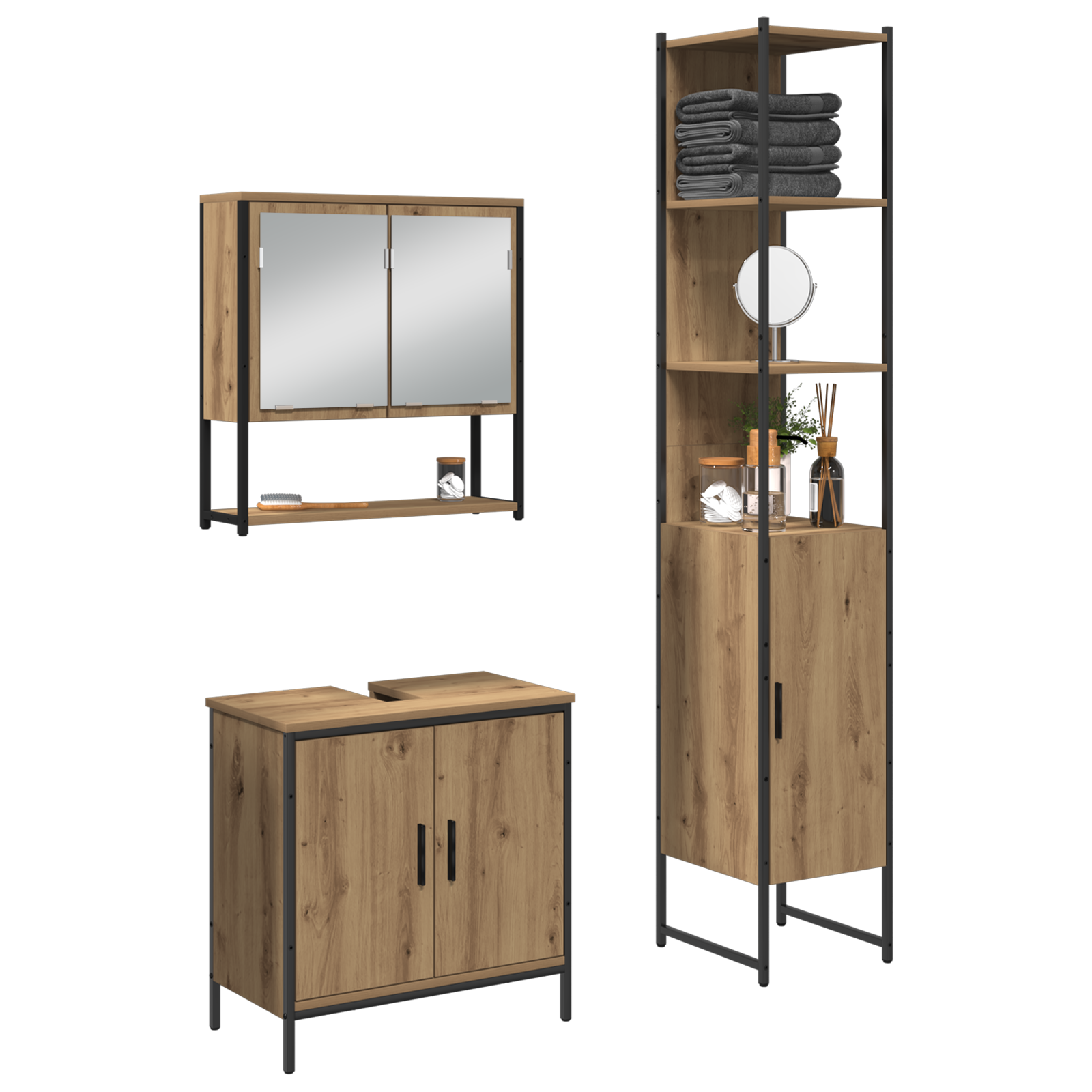 vidaXL 3-delige badkamermeubelset Artisan Eiken Engineered Wood