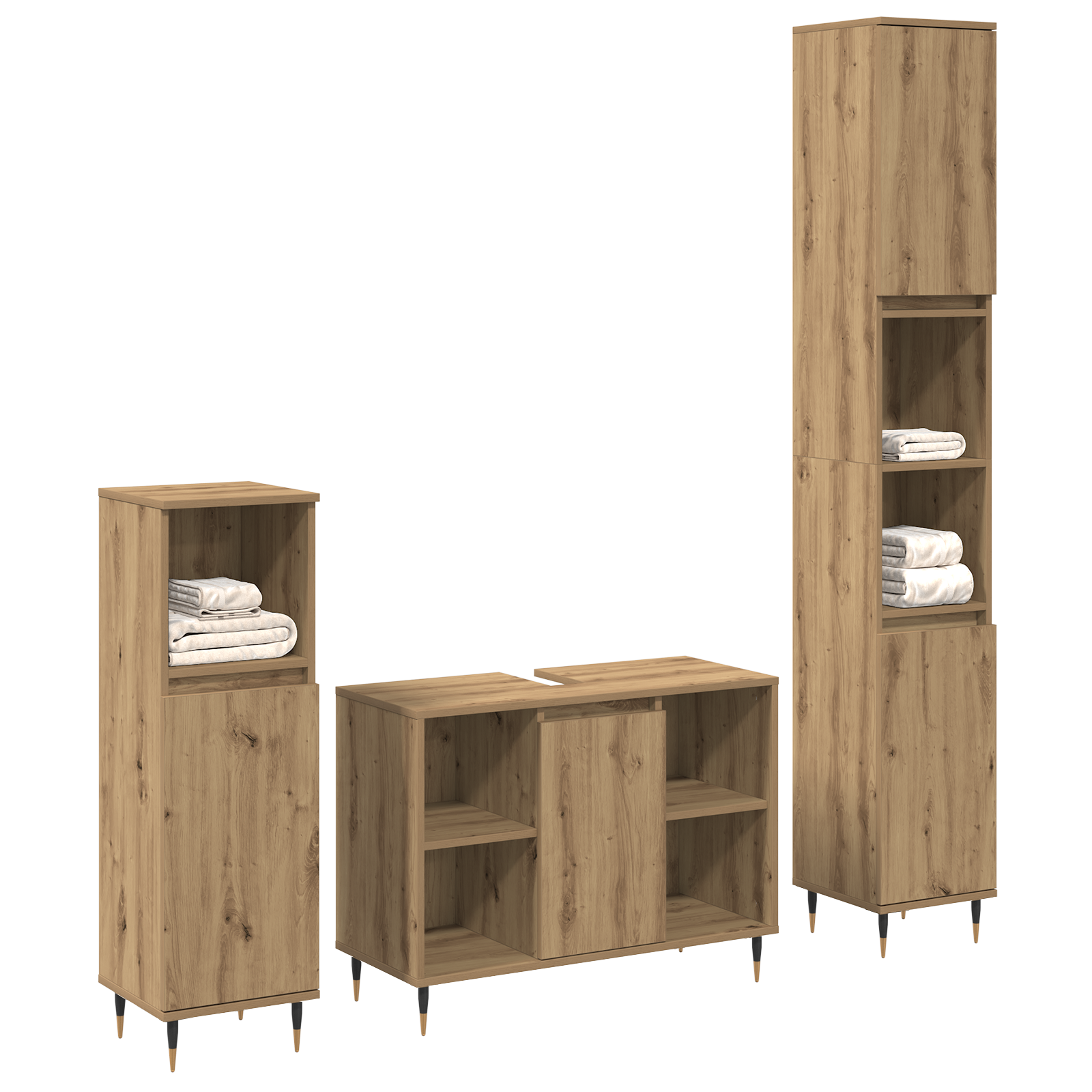 vidaXL 3-delige Badkamer Meubel Set Ambachtelijk Eiken Geengineerd Hout
