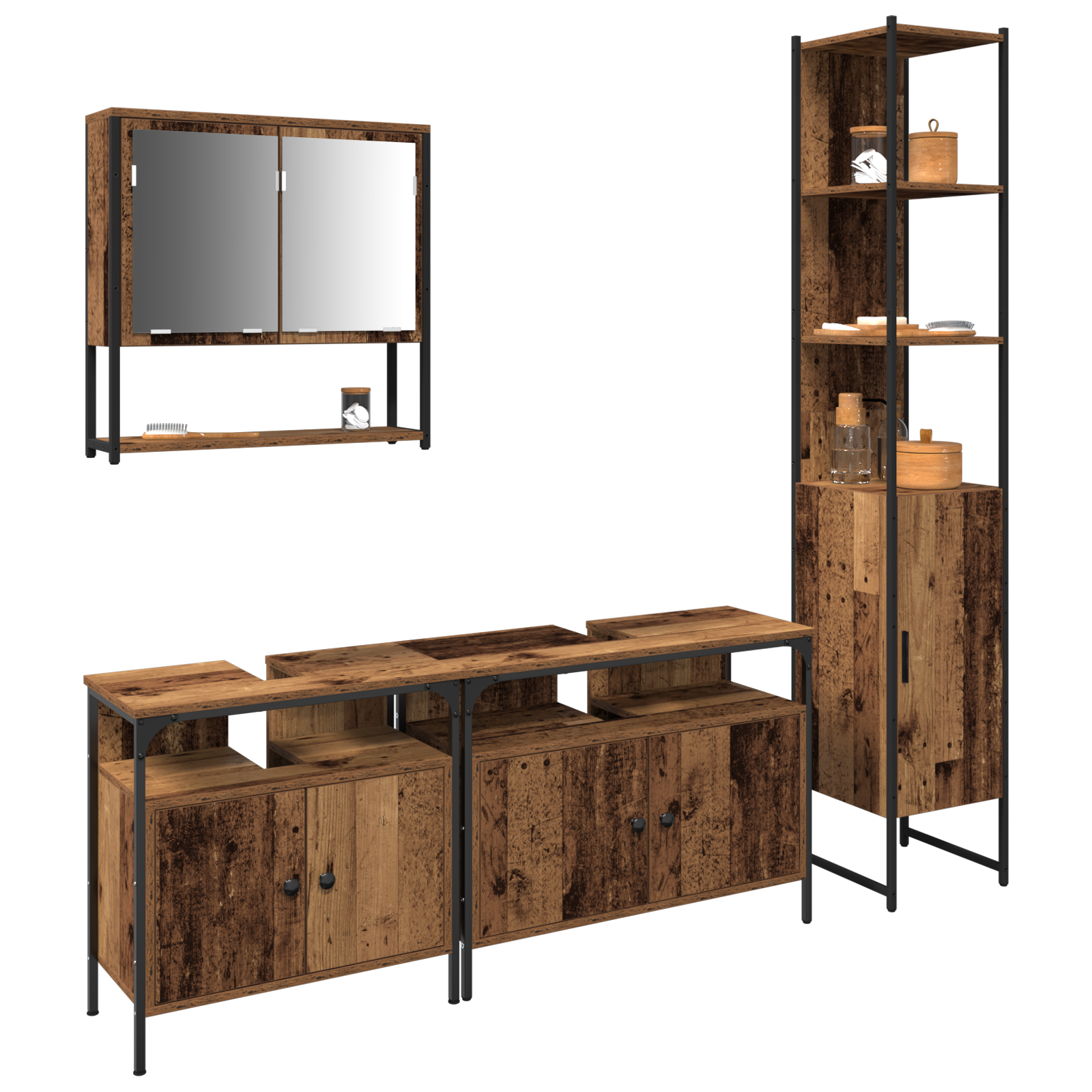 vidaXL Badkamerkast met Ingebouwde Wasbak - Oude Houtlook