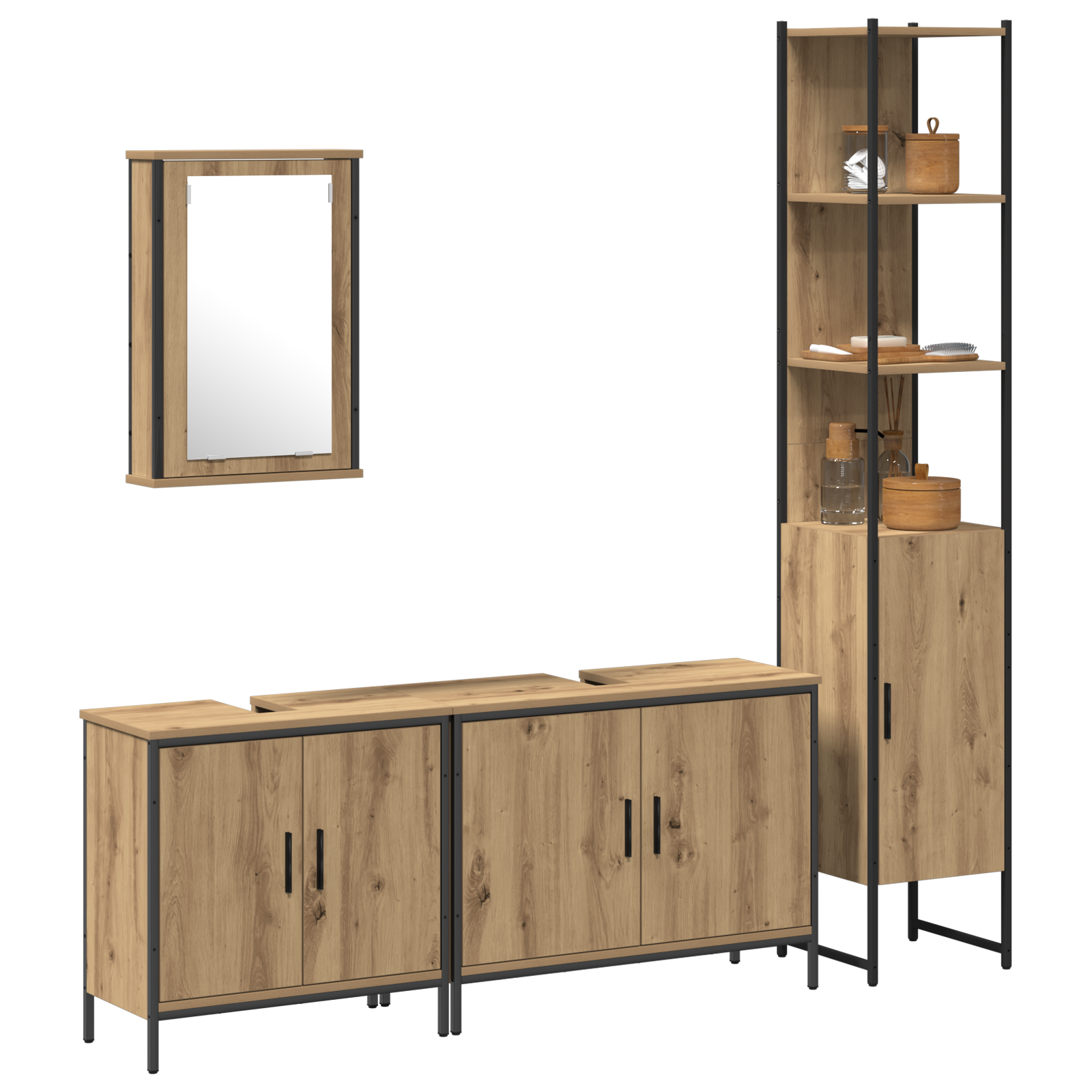 vidaXL 4-delige badkamermeubelset Artisan Eiken Engineered Hout