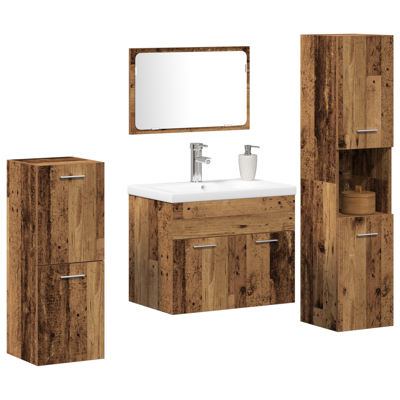 vidaXL 5-delige badkamermeubelset Oud Hout Engineered Wood