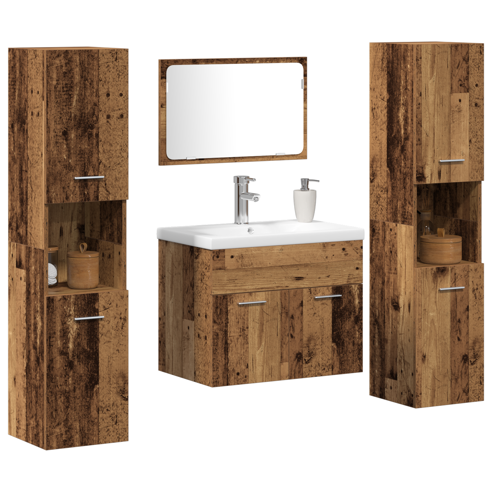 vidaXL 5-delige badkamer set Oude Hout Geengineerd Hout
