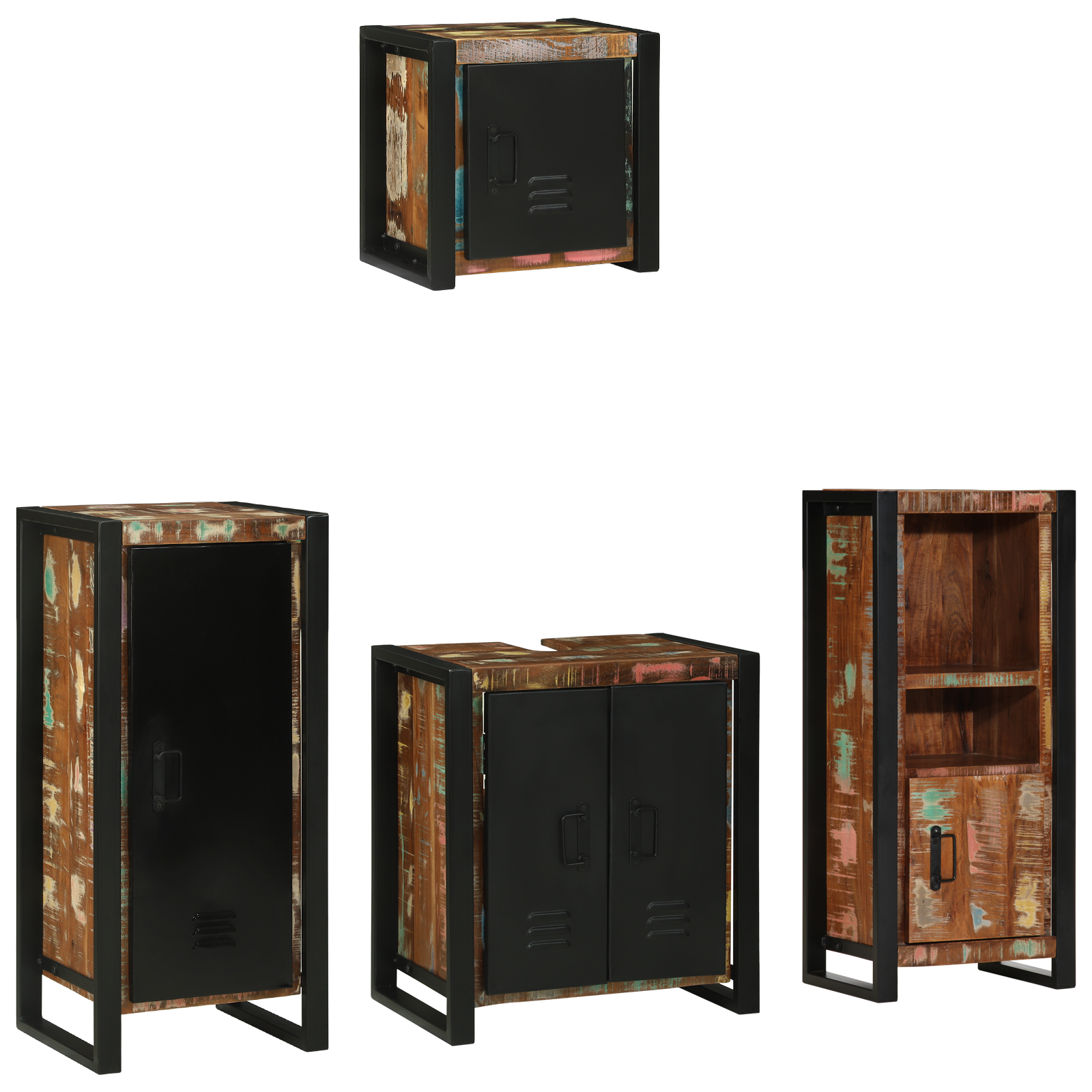 vidaXL Badkamermeubelset met plank met opslag met de deur 4 pcs Multikleur 40 x 35 x 90 cm