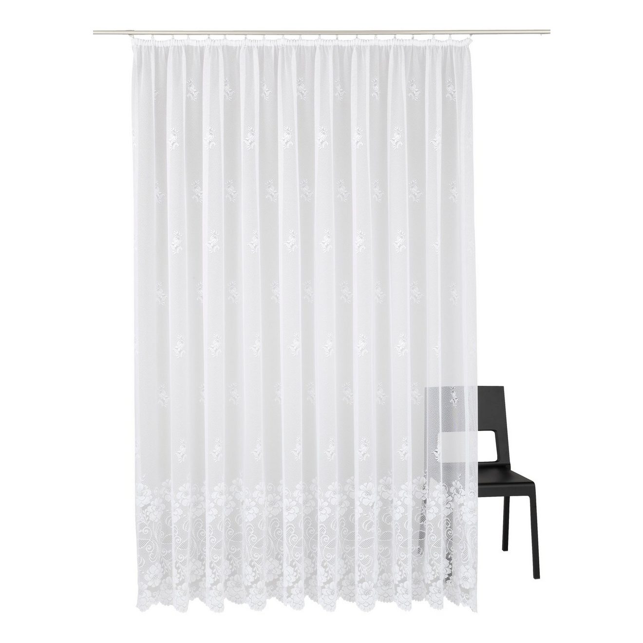 Weckbrodt Gordijn Montello Jacquard, gestructureerd, allover, bloemig, halfdoorzichtig, bies, store (1 stuk)