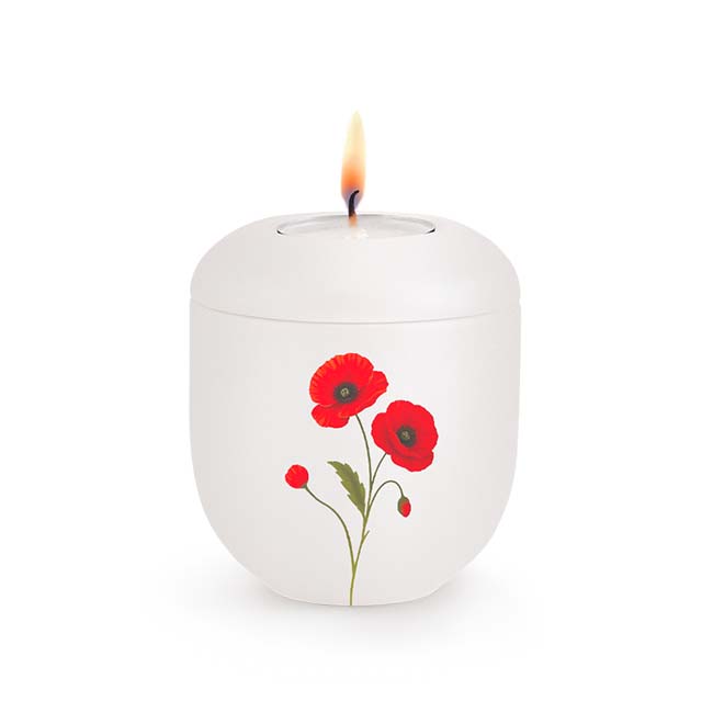 Urnwebshop Florique Waxinelicht Urntje Klaproos (0.3 liter)