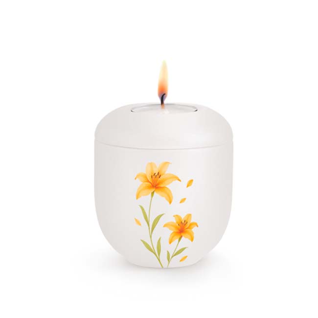 Urnwebshop Florique Waxinelicht Urntje Gele Lelie (0.3 liter)
